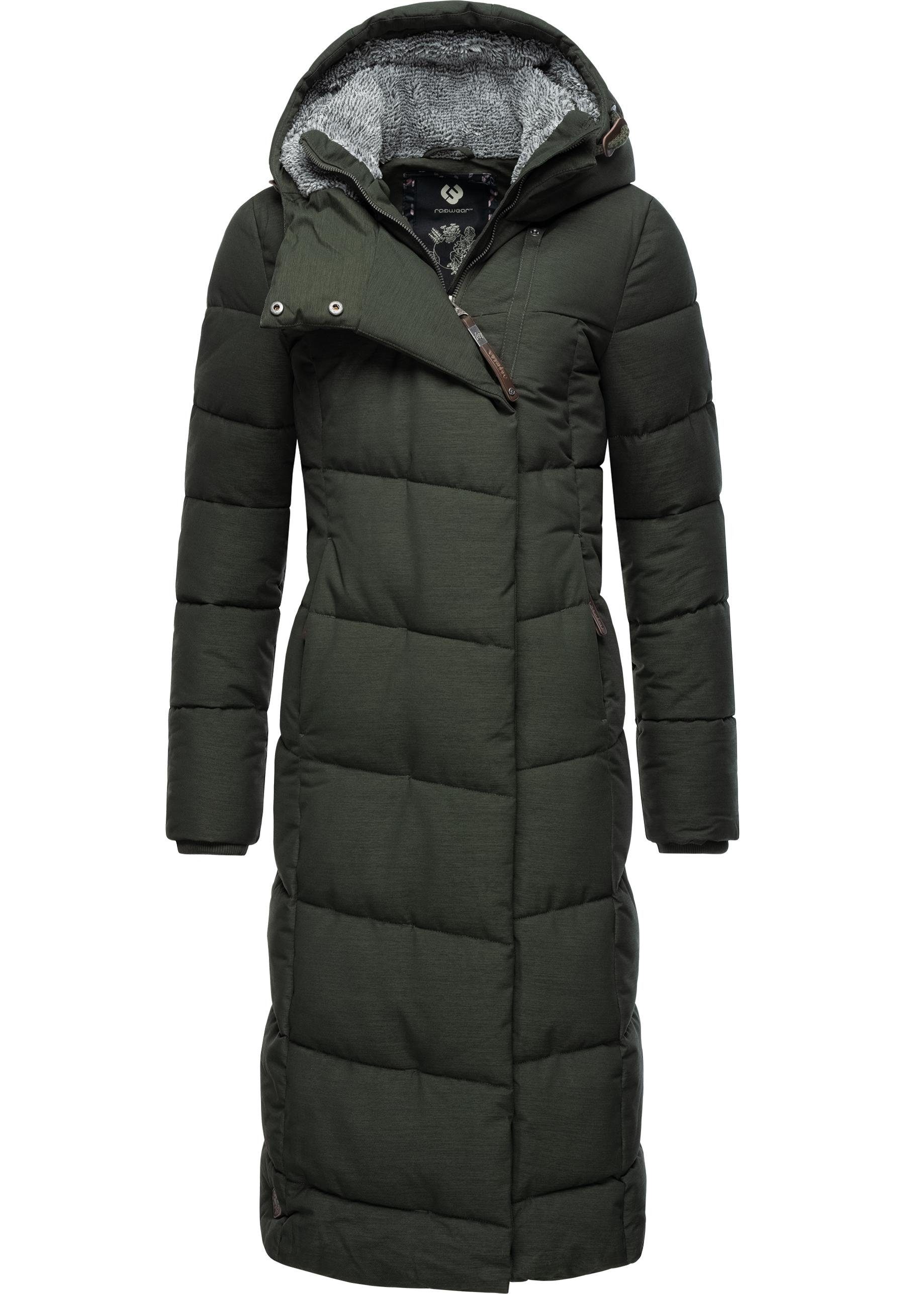 extralanger olivgrün Pavla und Winterparka Long Teddyfutter Ragwear Kapuze mit Wintermantel