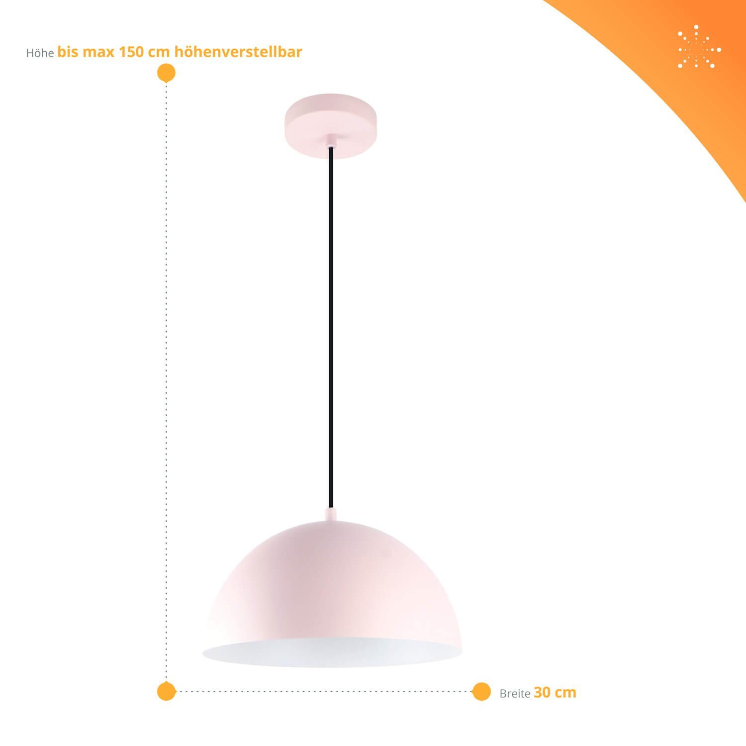 LED Universum 30cm, Ø Fassung, E27 40W max "Jada" rosa, Pendelleuchte LED