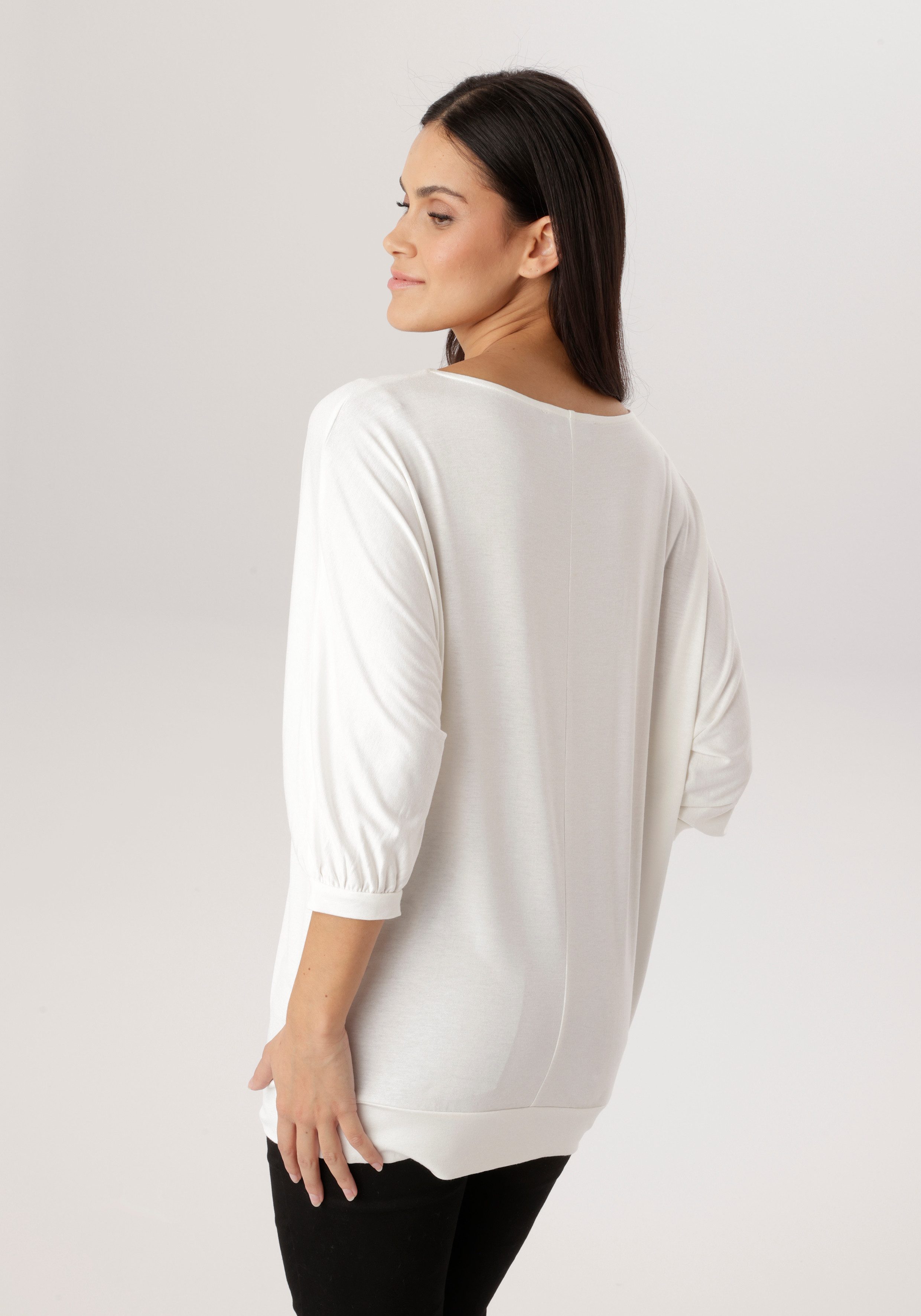 Aniston SELECTED Fledermausshirt mit flächendeckendem, femininen Frontmotiv - NEUE KOLLEKTION
