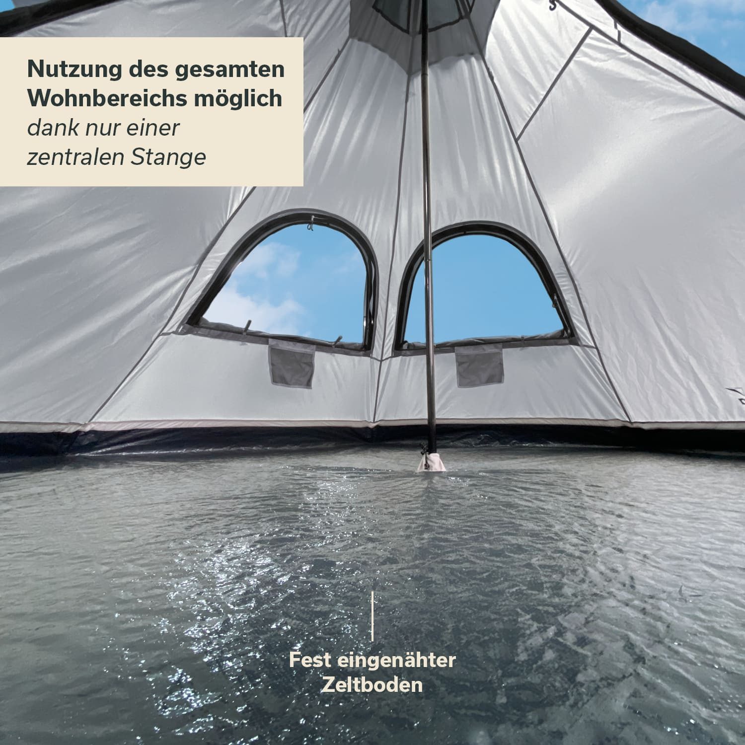 Skandika Tipi-Zelt, (2 Eingänge mit Doppeltüren mit Moskitonetz, Robuste Tragetasche)