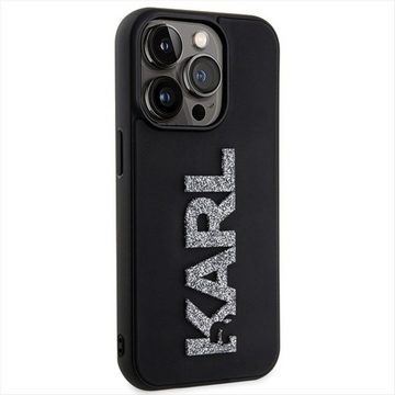 KARL LAGERFELD Smartphone-Hülle Karl Lagerfeld Apple iPhone 15 Pro Hülle 3D Rubber Glitter Logo Black