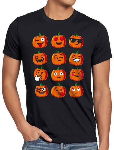style3 Print-Shirt Herren T-Shirt Kürbis Emoji kürbisköpfe halloween