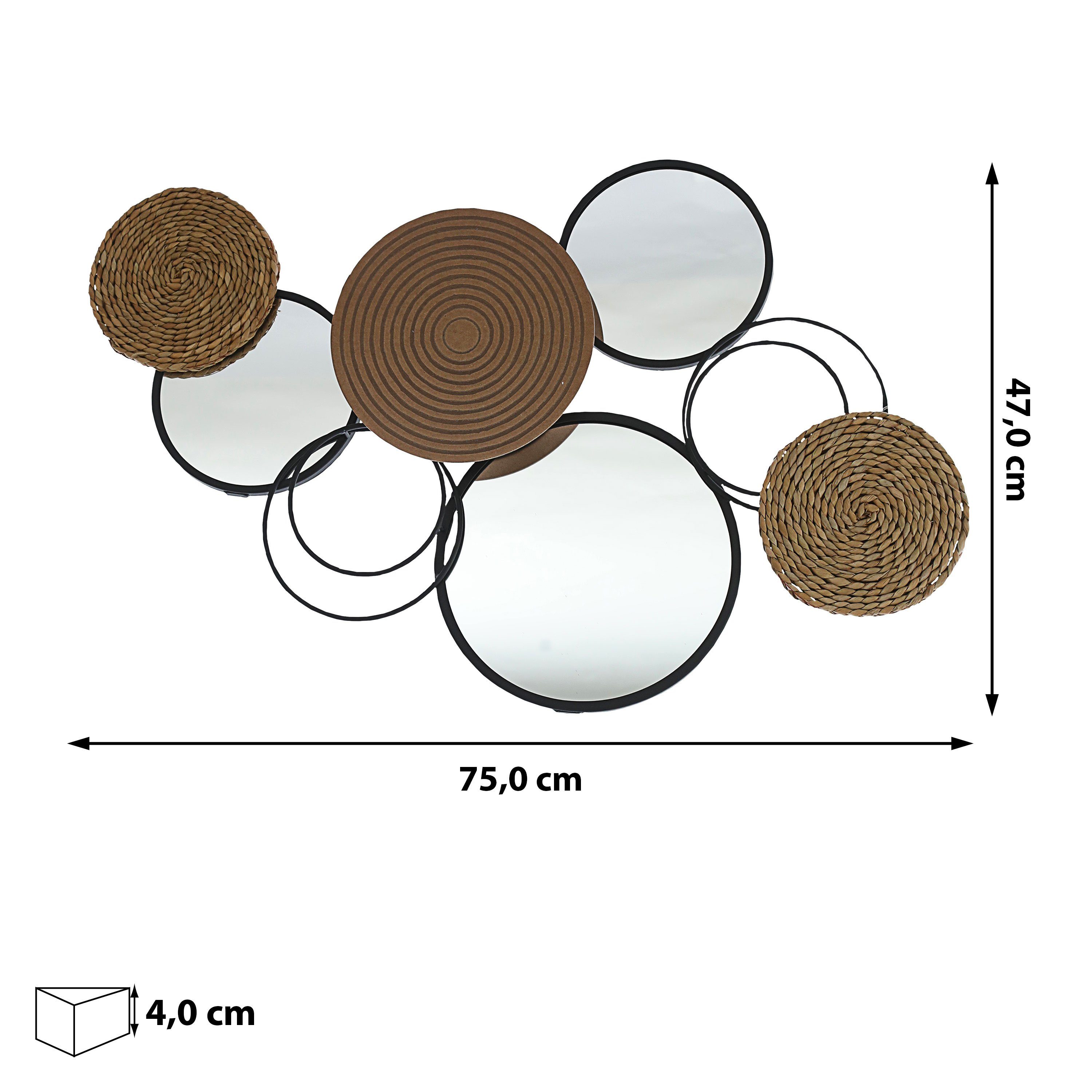 CEPEWA Wanddekoobjekt Wanddeko Metall 76x47x4cm schwarz günstig online kaufen