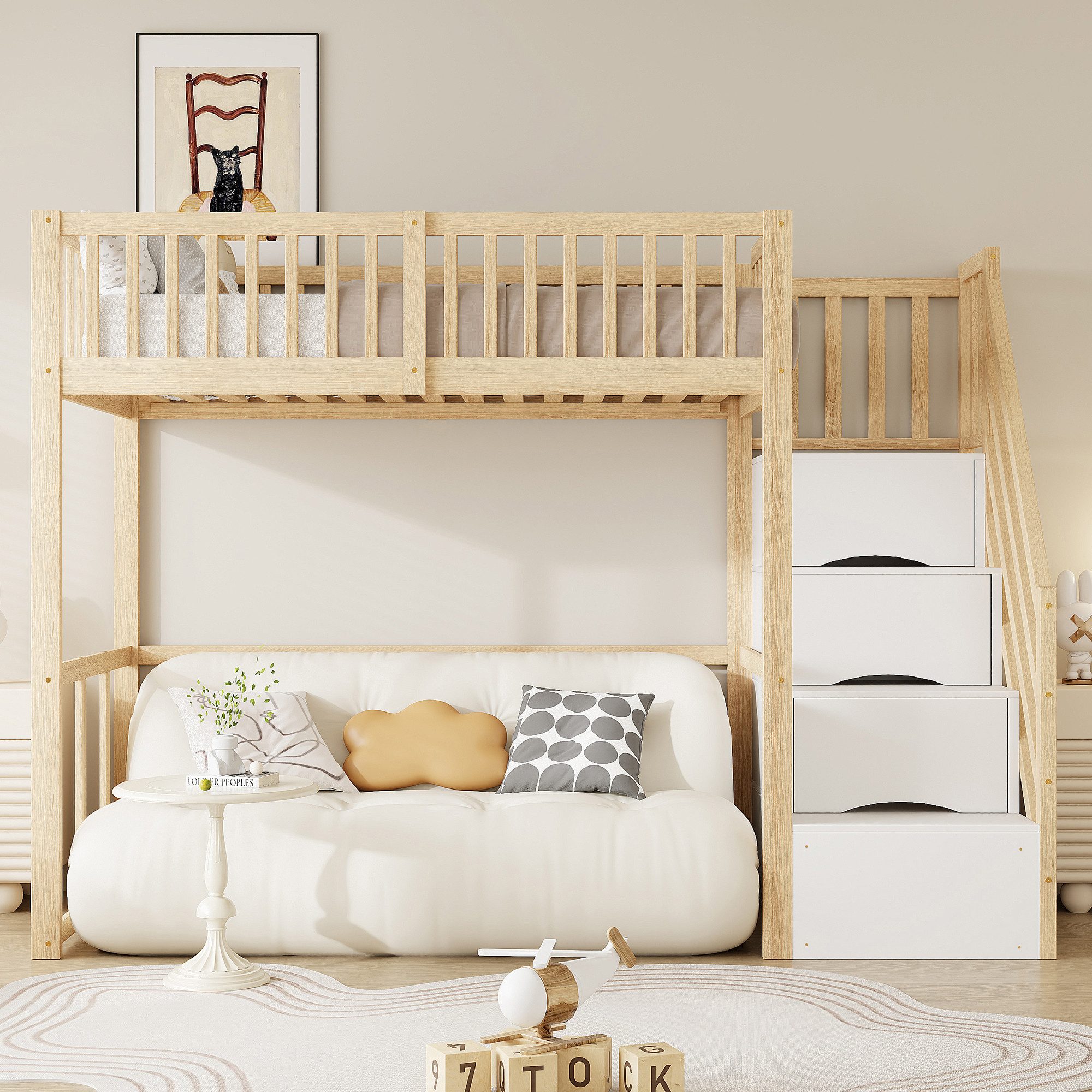 Flieks Hochbett Massivholz Kinderbett Einzelbett 90x200cm günstig online kaufen
