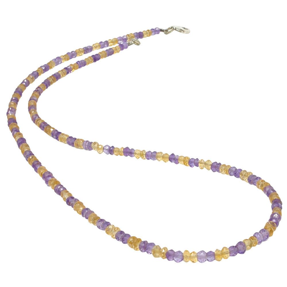Schmuck Krone Collier Kette aus Amethyst & Citrin, Silber 925