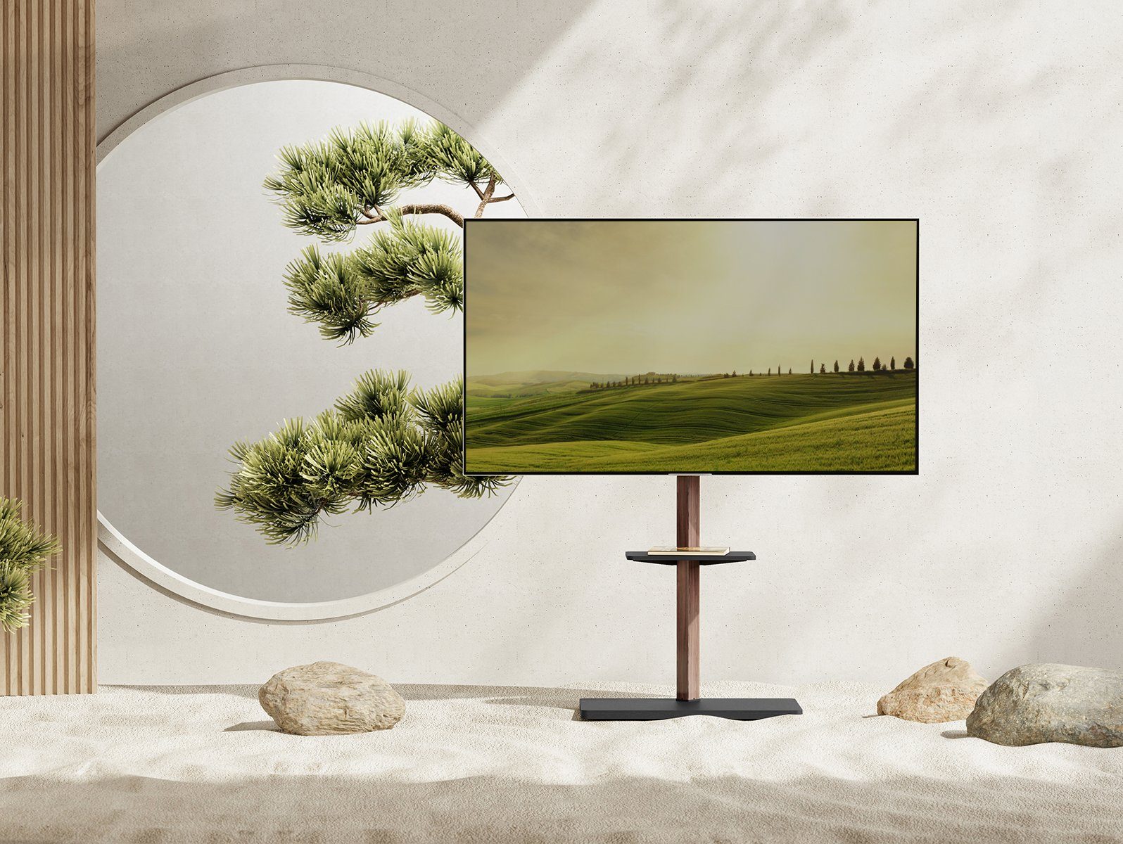 my wall TV-Standfuß HP119L, (bis 75 Zoll, Packung, 1-teilig, höhenverstellbar, Robust und stabil, mit Ablage für AV-Gerät)