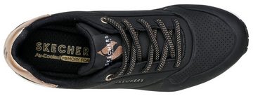 Skechers UNO SHIMMER AWAY Slip-On Sneaker Slipper, Freizeitschuh, Halbschuh mit modischem Keilabsatz