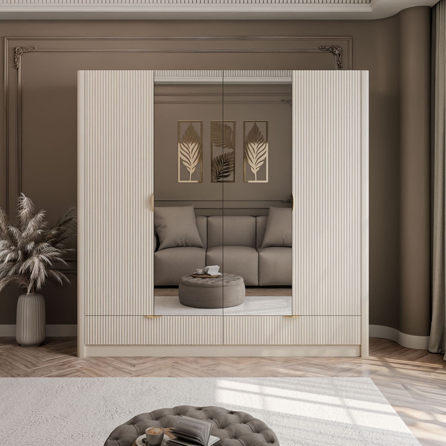 Lookway Kleiderschrank SCARLETT mit Schubladen und Spiegel Breite: 213 cm günstig online kaufen