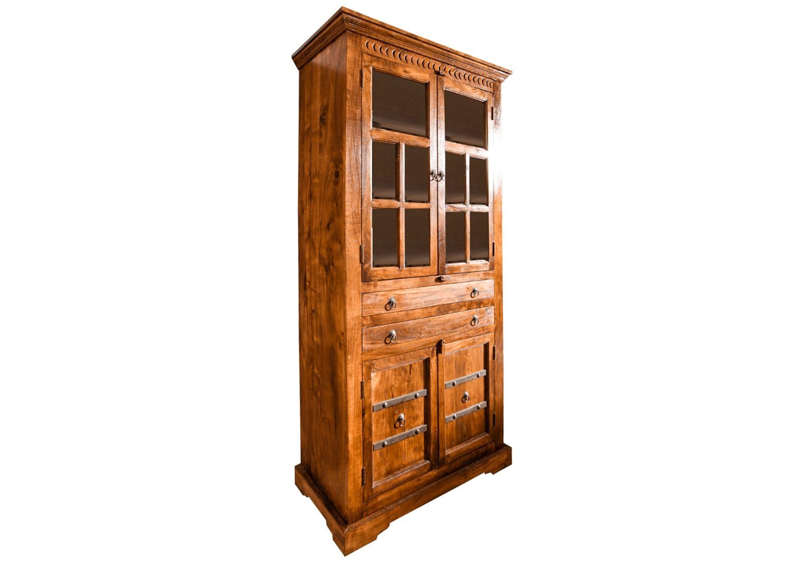 Massivmoebel24 Standvitrine OXFORD (Vitrine Akazie 94x50x195 honig  lackiert OXFORD #0452) Vitrine Akazie 94x50x195 honig  lackiert OXFORD #0452