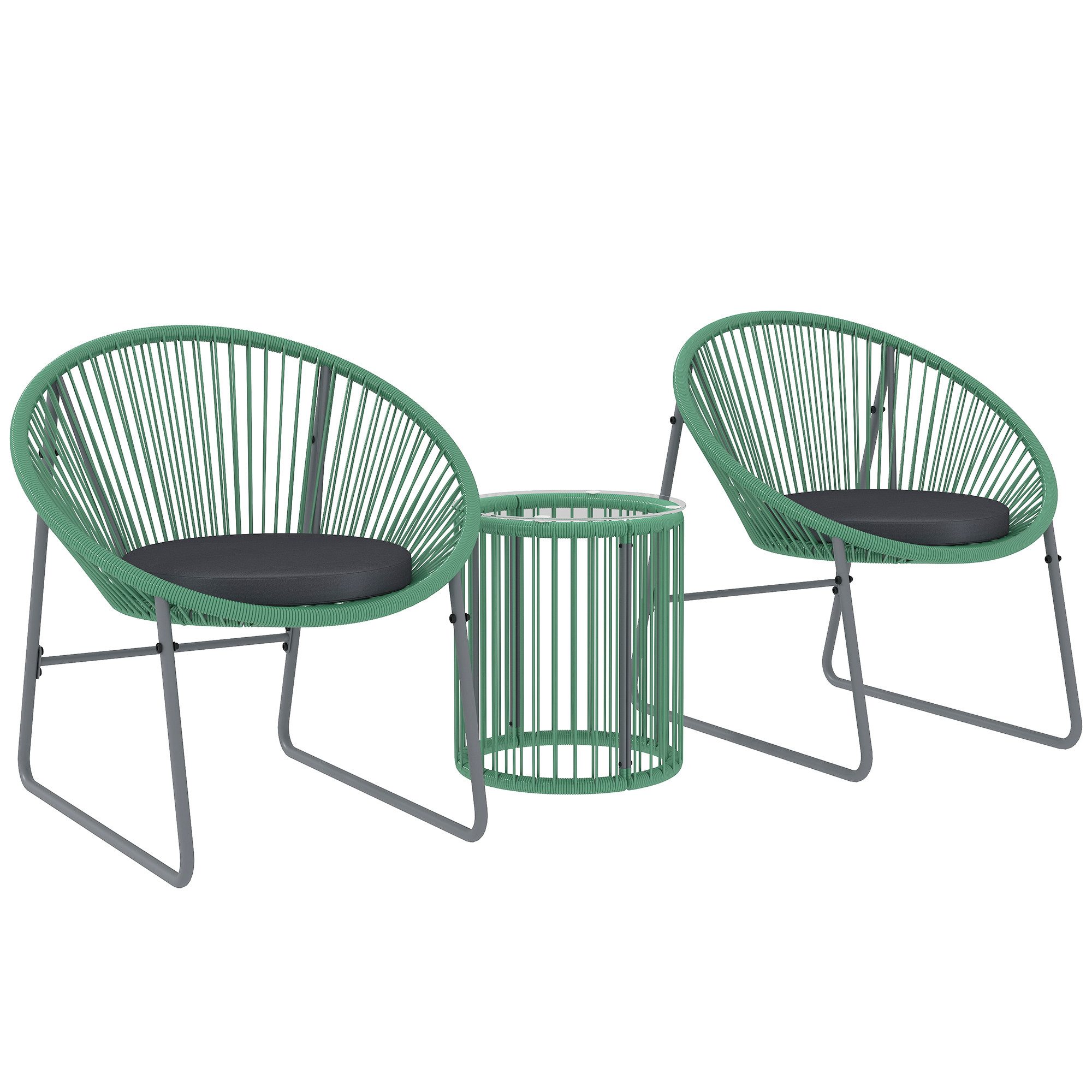 furnicato Gartenlounge-Set 3-teiliges Outdoor-Möbelset, 1 Tisch, 2 Stühle, Grün, (1-tlg)