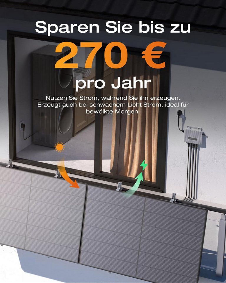Thumbnail - Solarway Balkonkraftwerk 880Wp / 800W komplett Steckdose - neuester EcoFlow Stream 800 Watt W, Monokristallin, EcoFlow S...
