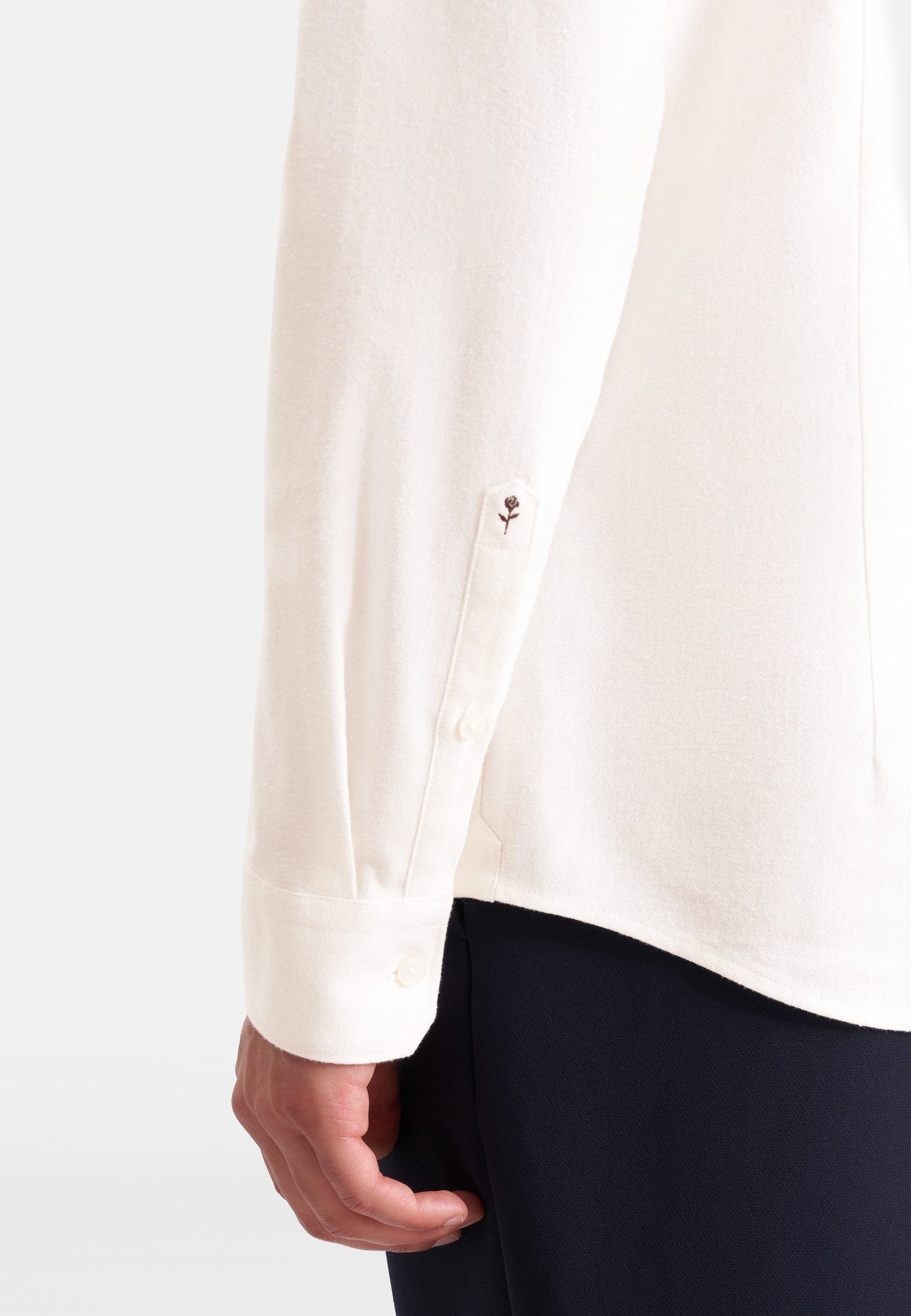 seidensticker Flanellhemd Slim 1/1 Button-Down-Kragen Uni