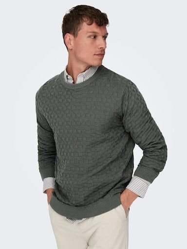 STRUC CREW SONS NOOS REG gray 12 KNIT ONSKALLE Rundhalspullover ONLY & castor