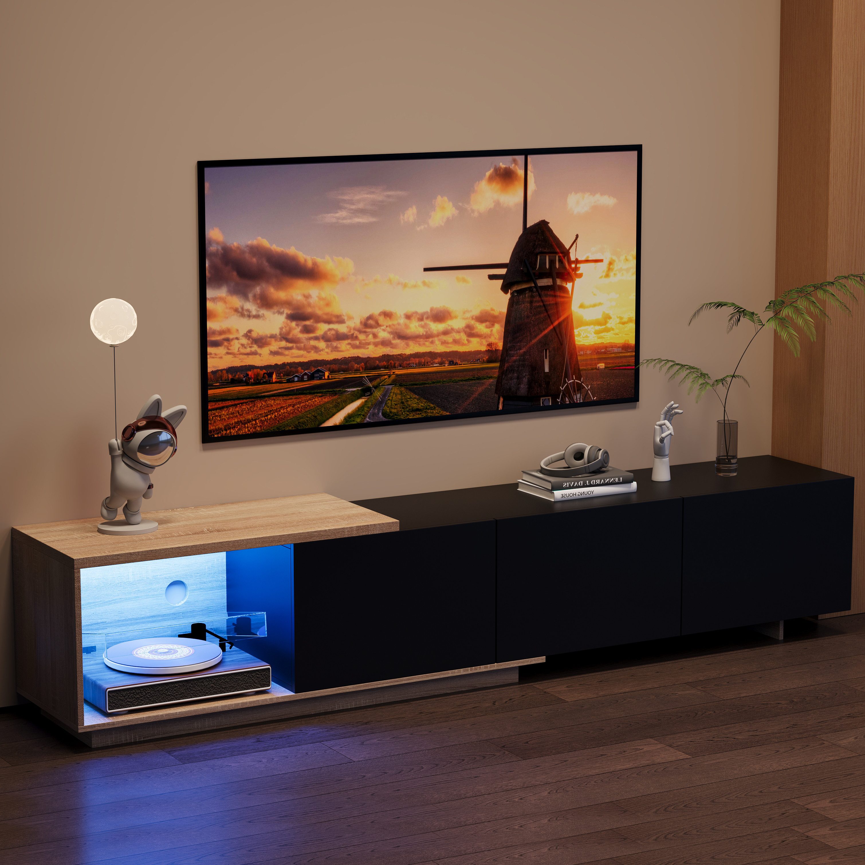 PXloue TV-Schrank Ausziehbarer TV-Schrank mit 3 Schubladen (Pop-up-Vorricht günstig online kaufen
