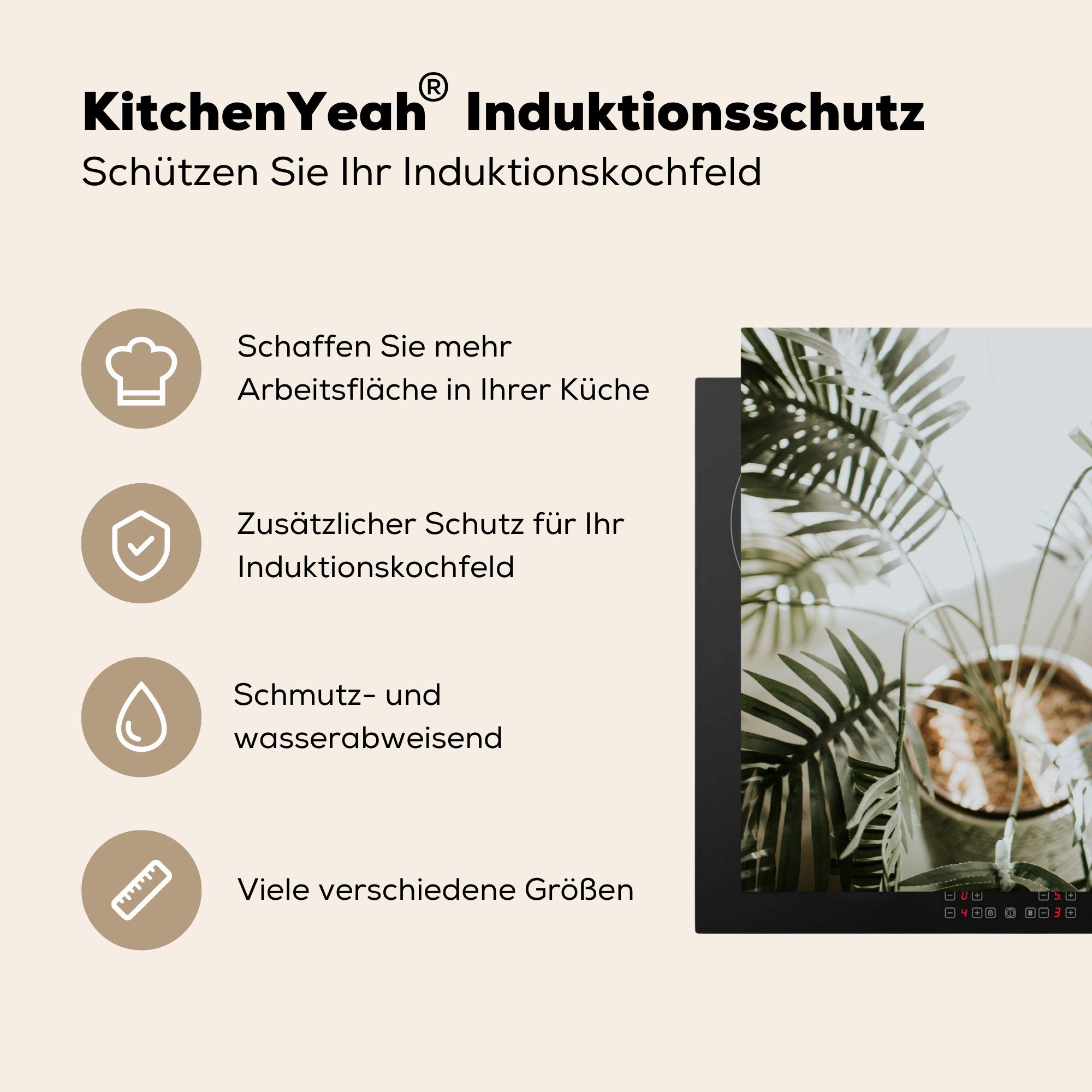 MuchoWow Herdblende-/Abdeckplatte für Vinyl, Ceranfeldabdeckung, Wohnzimmer, Pflanze Arbeitsplatte küche (1 cm, tlg), 83x51 im