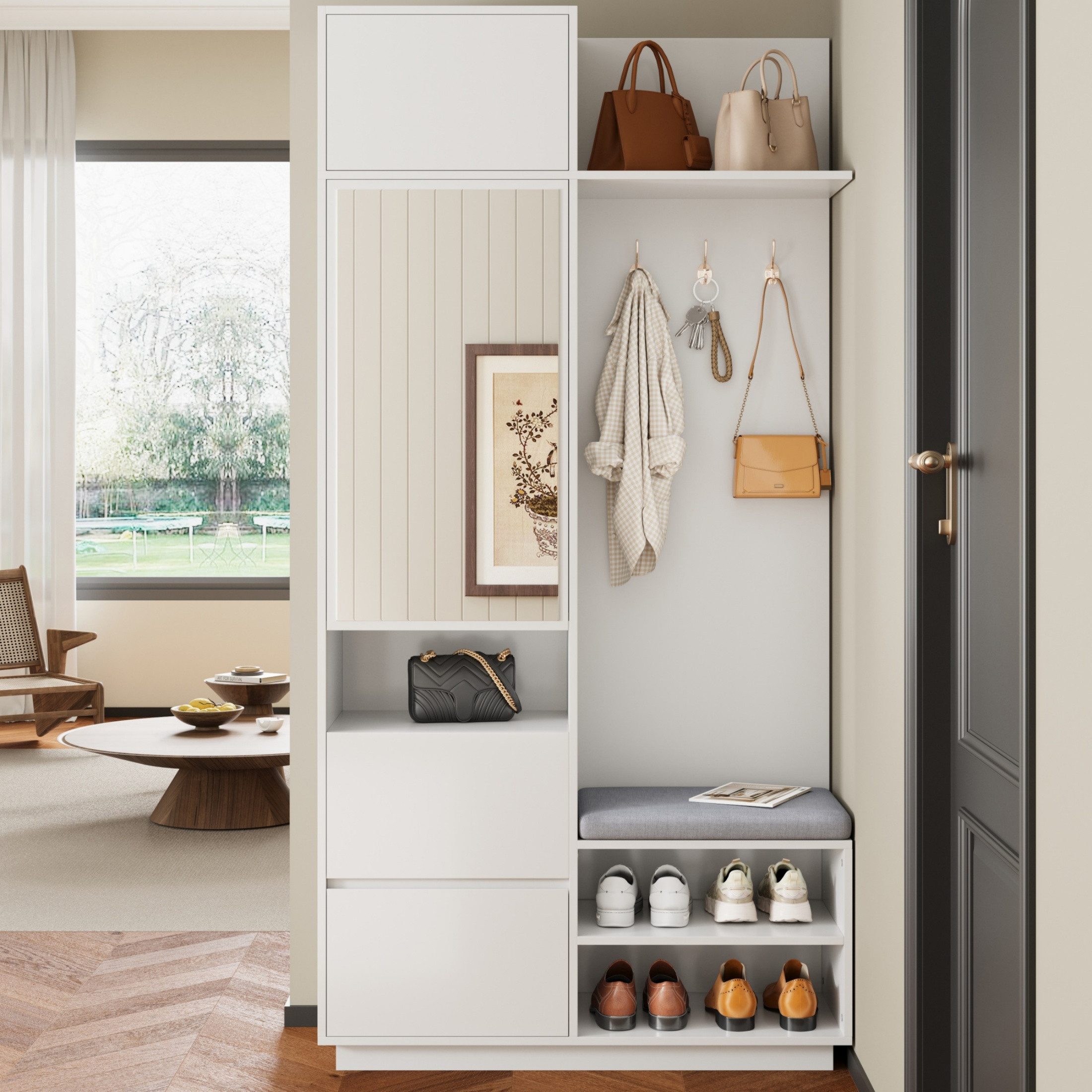 autolock Garderoben-Set Kompaktgarderobe Flurgarderobe mit Spiegel, Sitzban günstig online kaufen