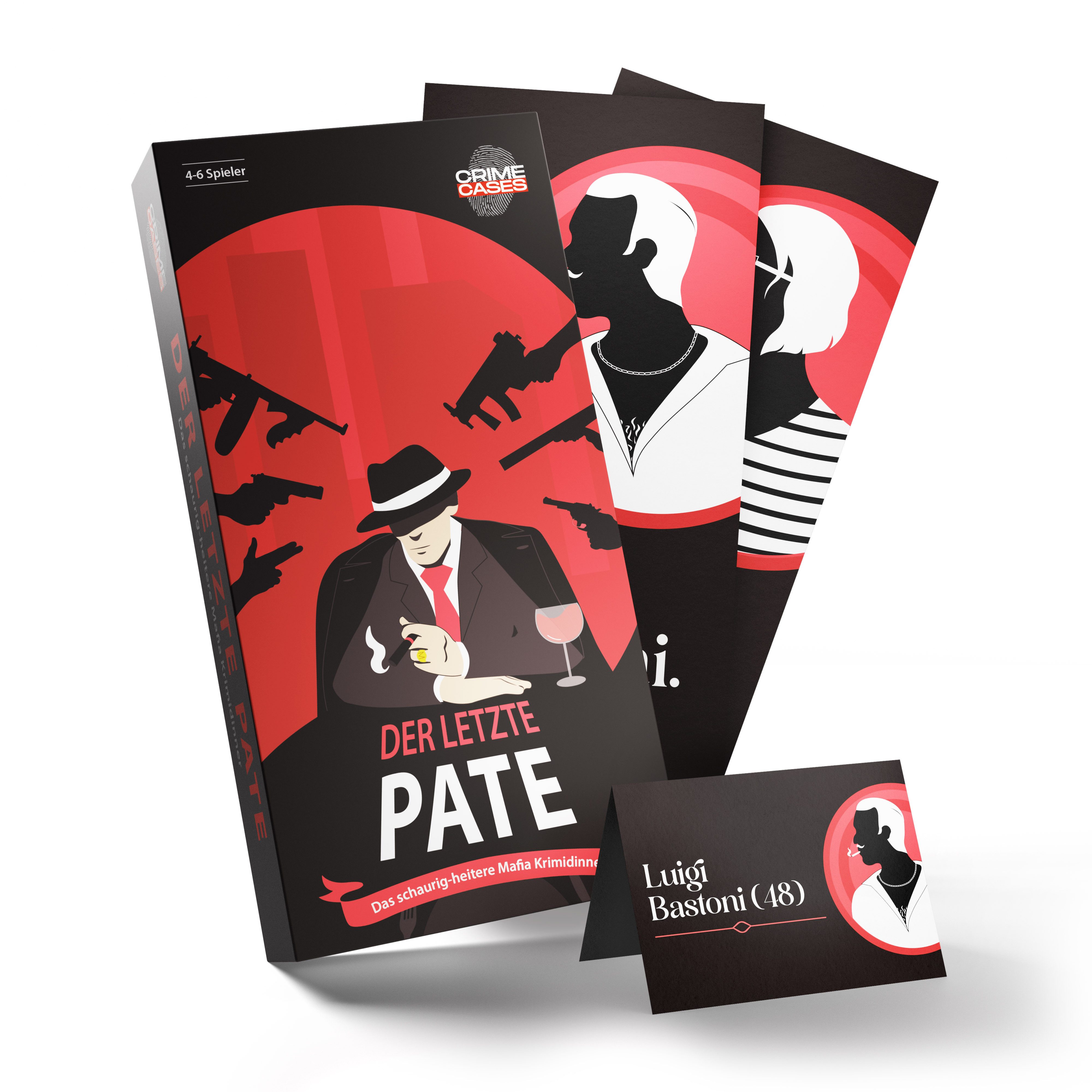 CRIMECASES Hörbuch Krimidinner "Der letzte Pate", (Mordfall lösen Spiel, Krimi Spiel), Mafia Krimi Dinner für 4-6 Personen, Mörderische Dinnerparty ab 14 J.