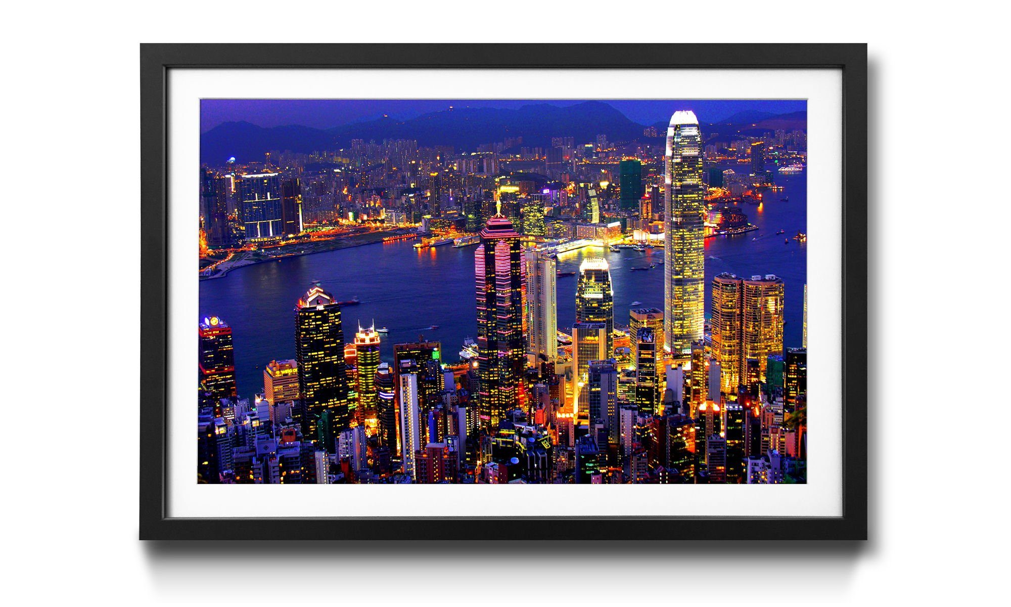 WandbilderXXL Bild mit Rahmen Hong Kong View, Hong Kong, Wandbild, in 4 Größen erhältlich
