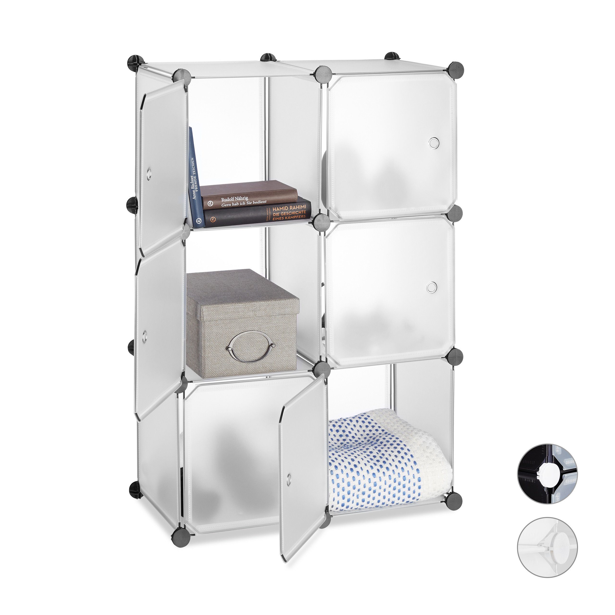 relaxdays Steckregal Regalsystem mit 6 Türen, transparent günstig online kaufen