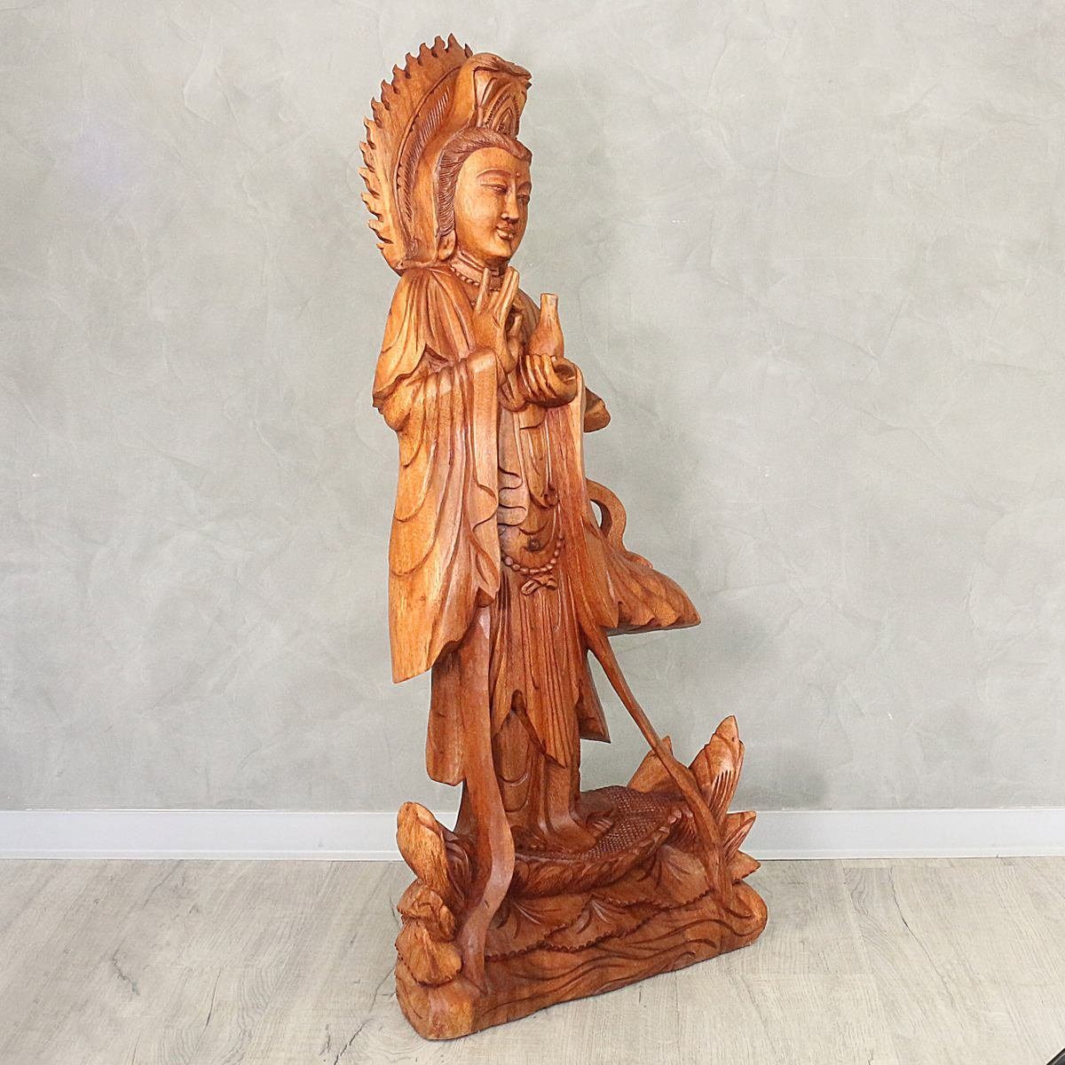 100 Ursprungsland (1 Guanyin Herstellung Figur St), im Yin Handarbeit Guan Skulptur Galerie in Oriental traditionelle cm Holz Dekofigur