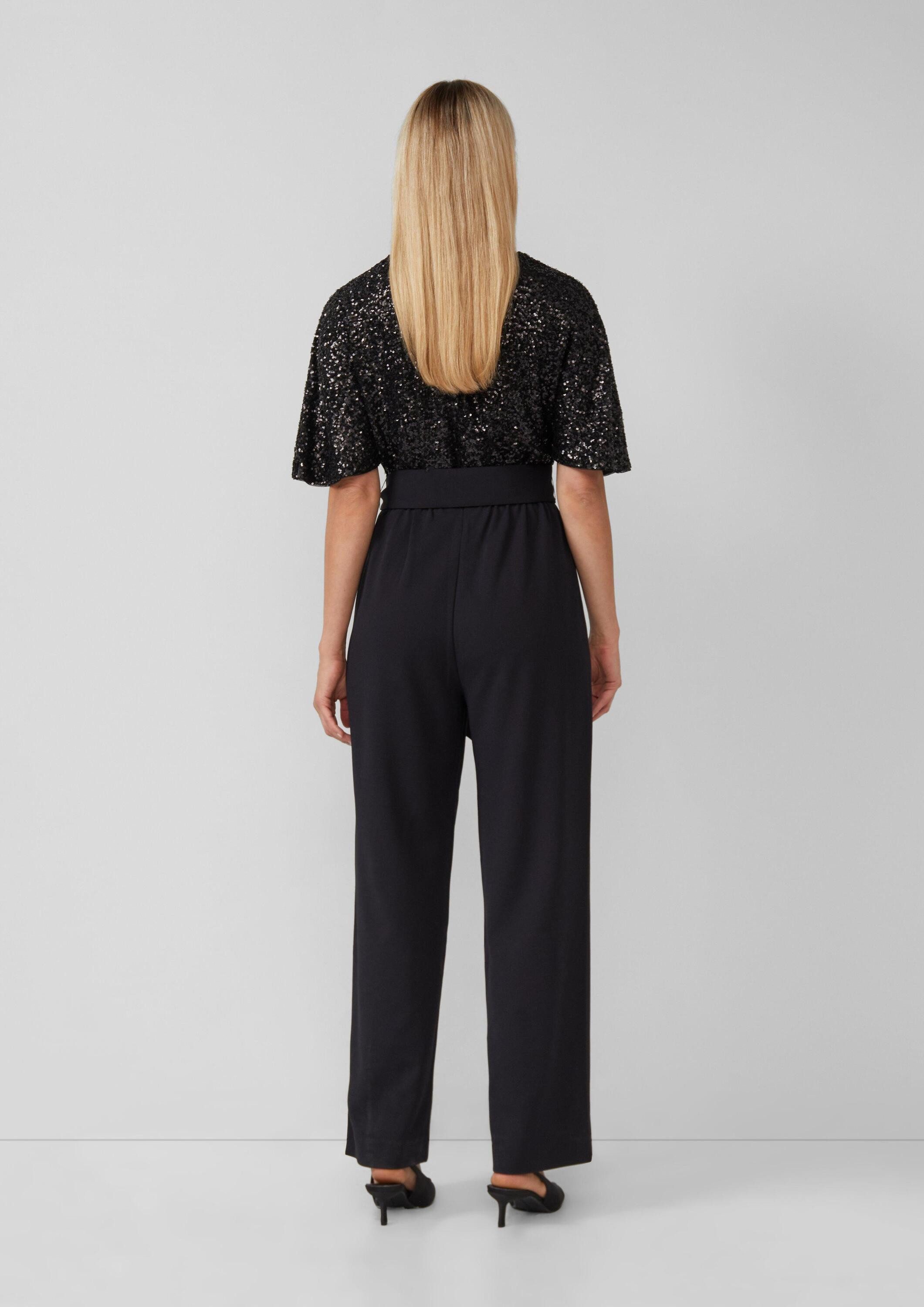 s.Oliver Jumpsuit Overall Festlicher Overall mit Pailletten und Bindegürtel