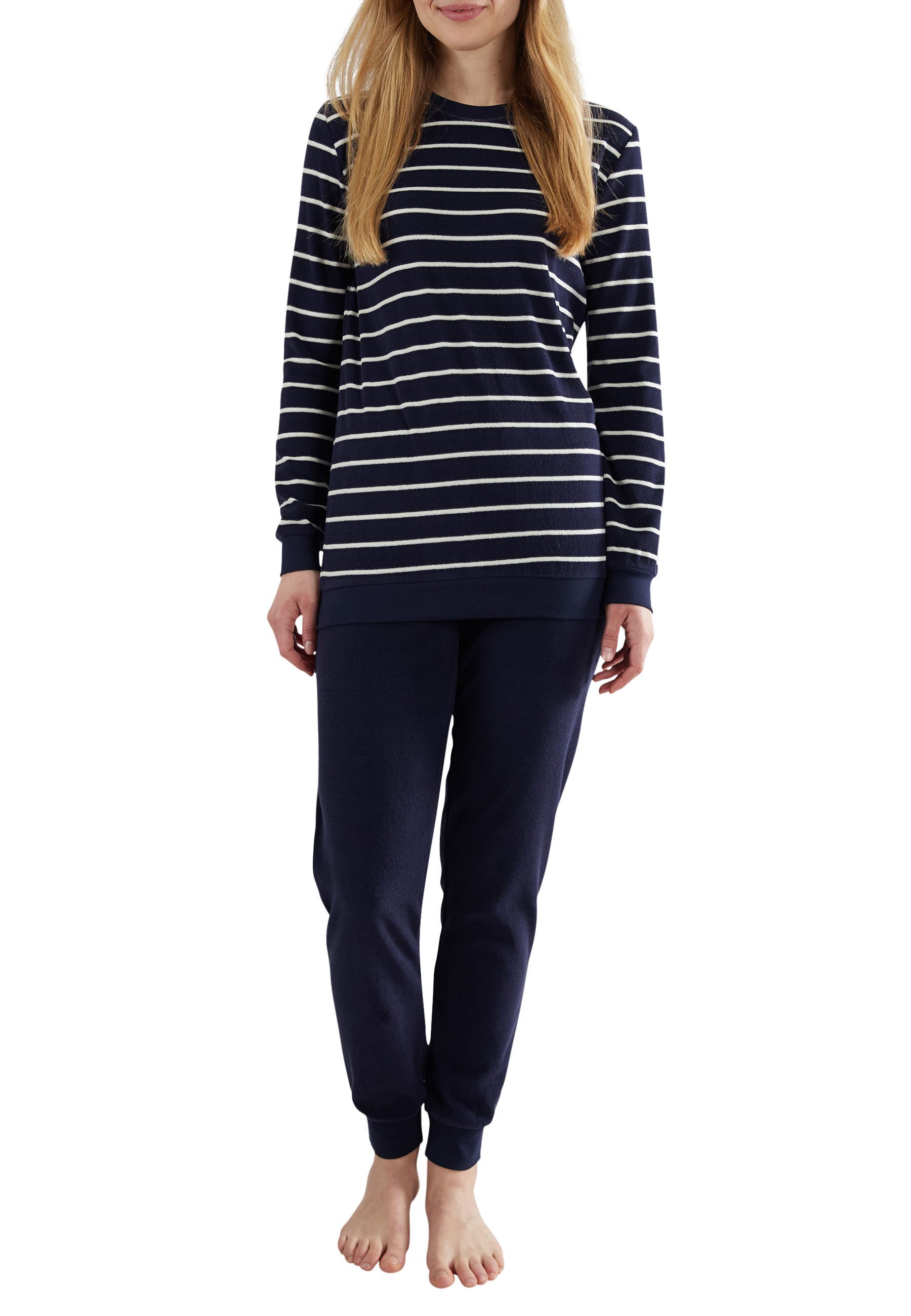 GÖTZBURG Pyjama GÖTZBURG Damen Pyjama blau quergestreift (1 tlg)