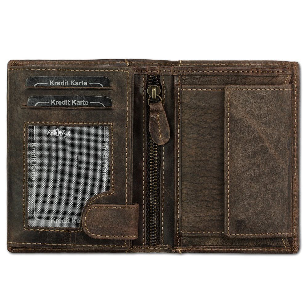 Wild Things Only !!! Geldbörse Wild Things Only Unisex Brieftasche (Portemonnaie, Portemonnaie), Herren, Damen Portemonnaie Echtleder Größe ca. 9,5cm, braun – Bild 3 von 5