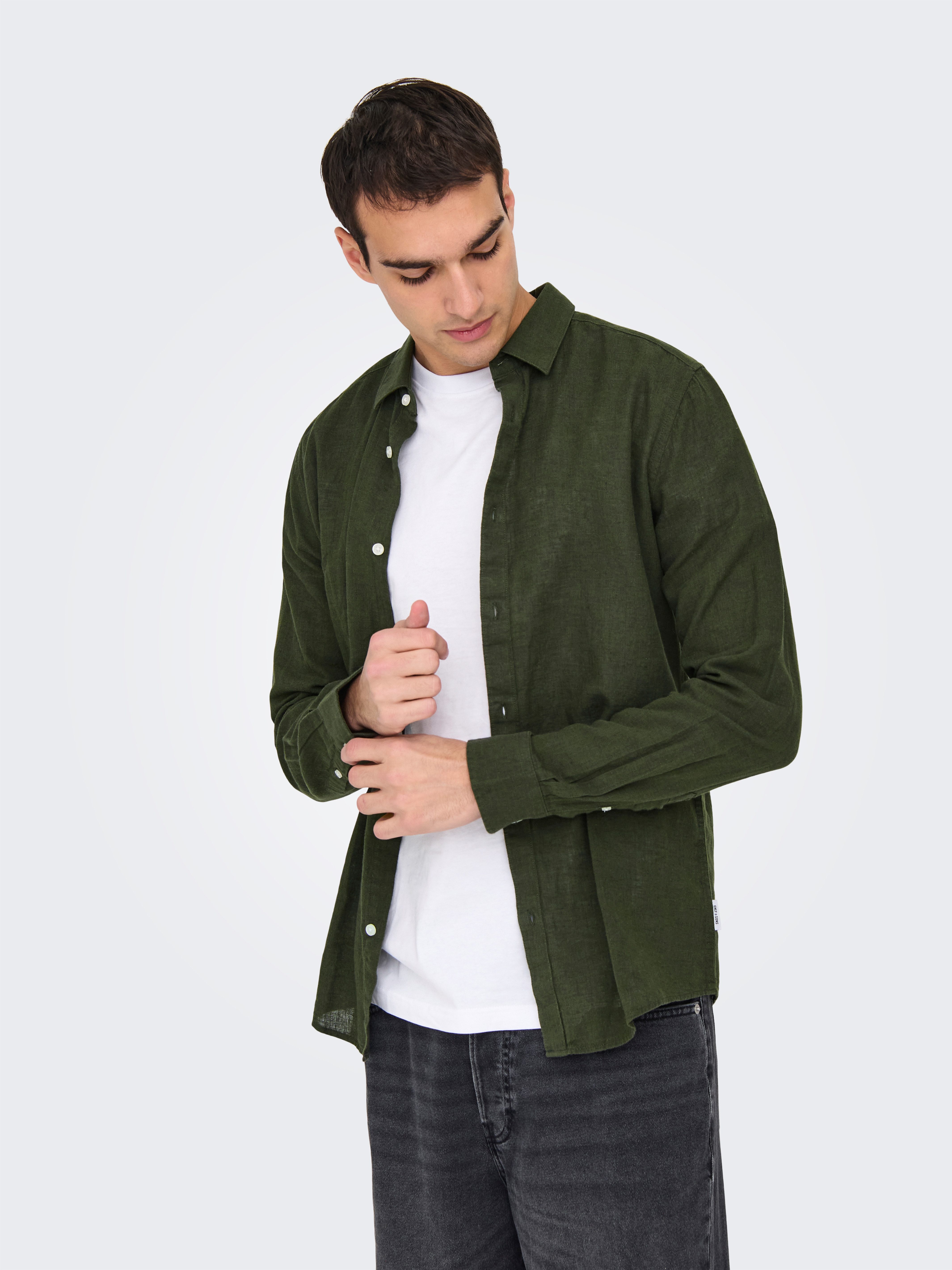 ONLY & SONS Langarmhemd ONSCAIDEN LS SOLID LINEN SHIRT NOOS günstig online kaufen