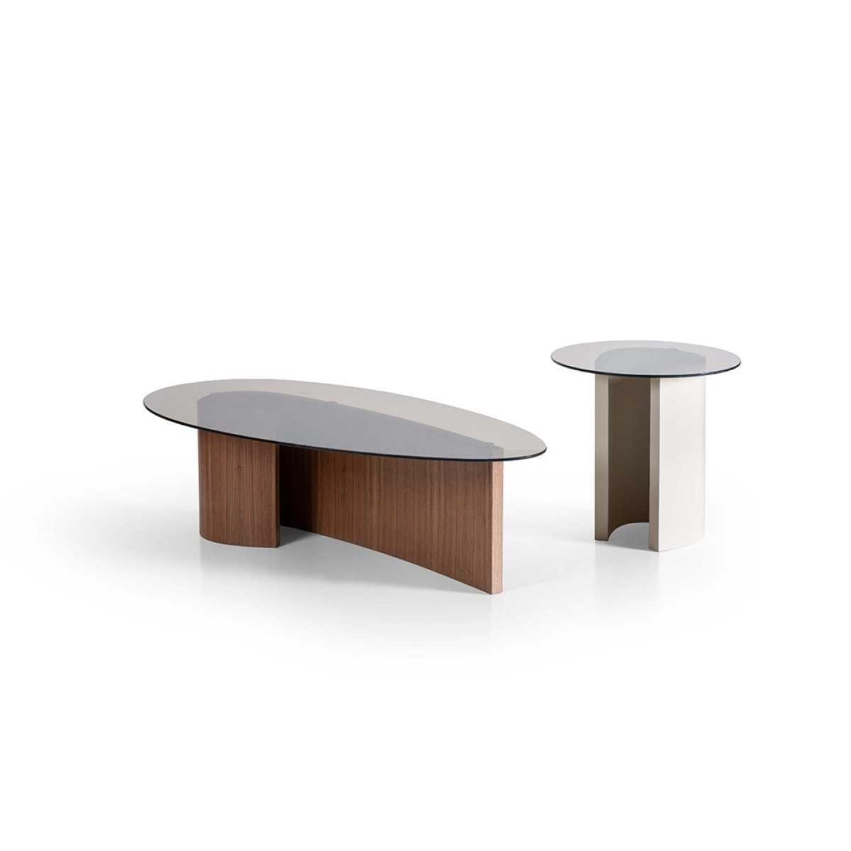 Xlmoebel Couchtisch Elegantes Couchtisch-Set in Braun und Weiß mit Glasplatte (Couchtisch-Set, 2-St., 2-teilig), Made in Europa