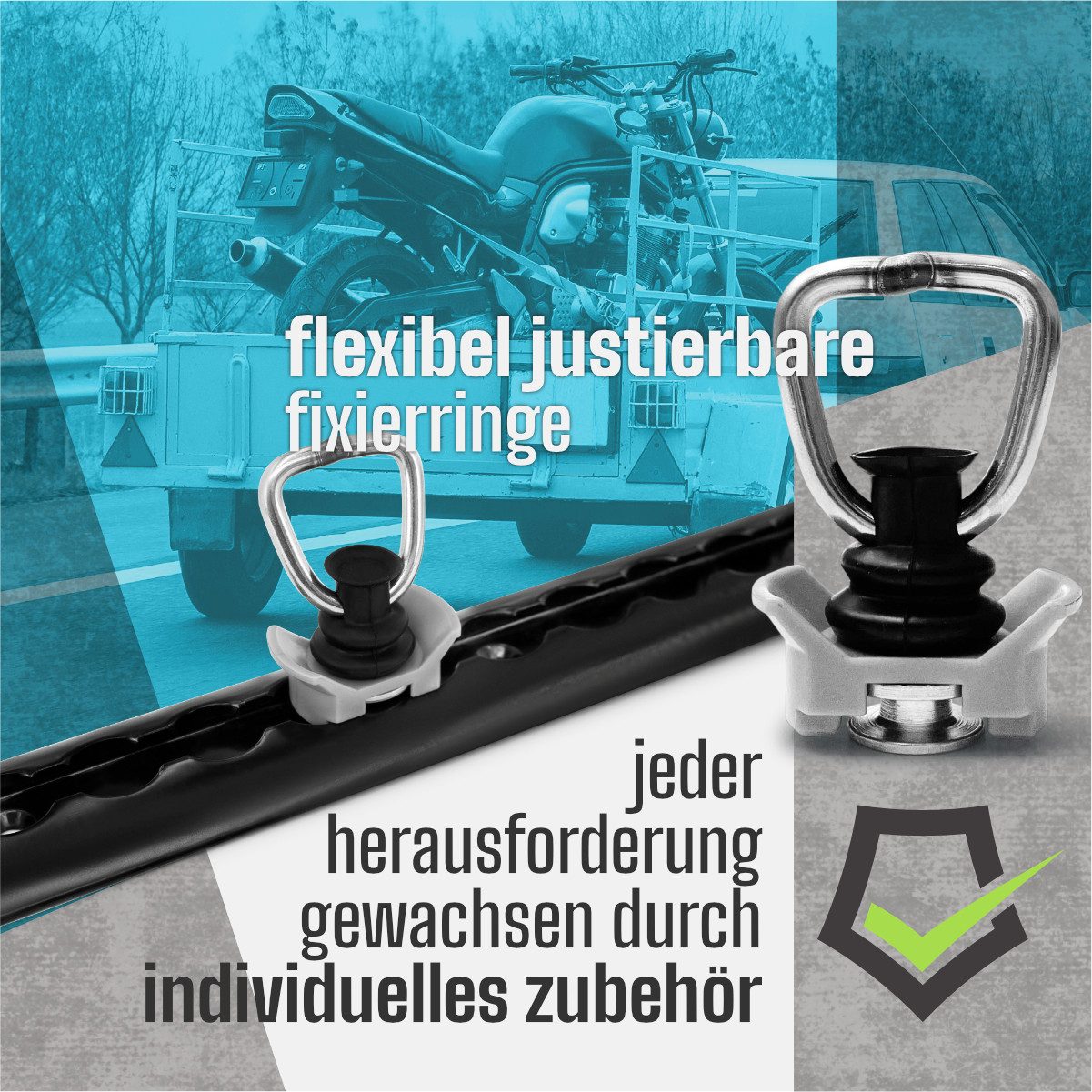 LABT Spanngurt Airlineschiene 2x 2 Meter halbrund schwarz, TÜV zertifiziert (2-St)
