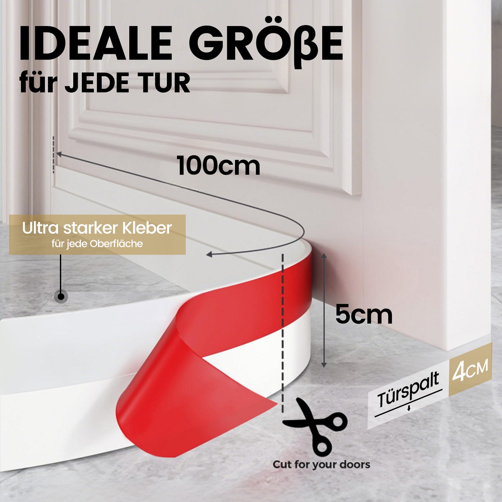 Bundviel Zugluftstopper Tür Zugluftstopper Tür-Dichtung Türbodendichtung selbstklebend 1-2m