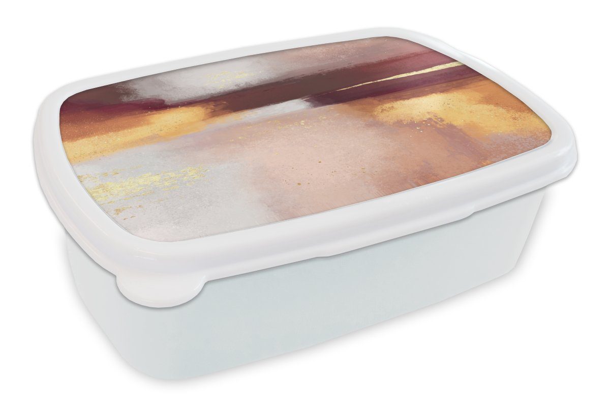 MuchoWow Lunchbox Malen - Abstrakt - Pastell, Kunststoff, (2-tlg), Brotbox für Kinder und Erwachsene, Brotdose, für Jungs und Mädchen weiß