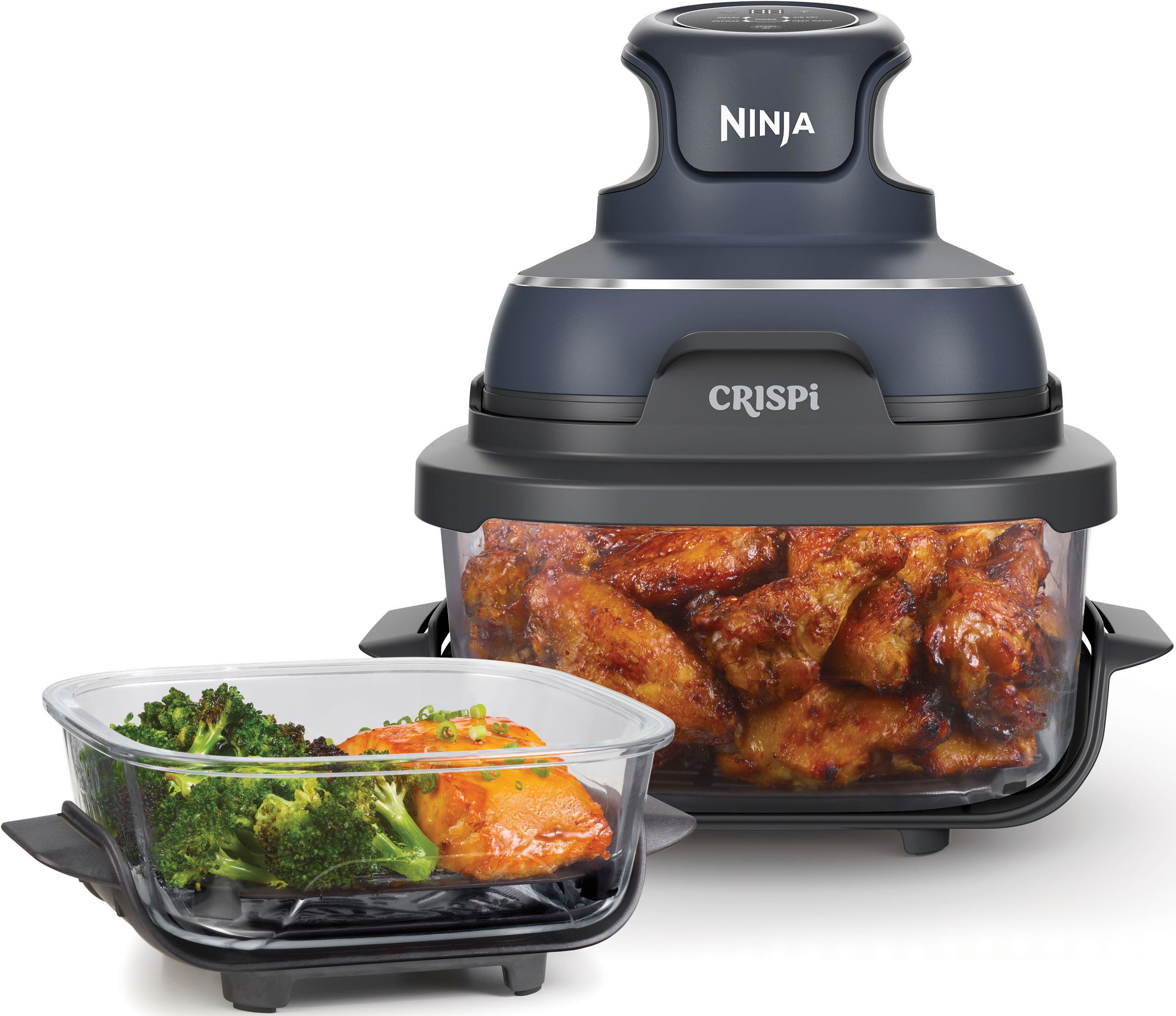 NINJA Heißluftfritteuse Ninja CRISPi 4-in-1 Tragbare Glas- Heißluftfritteuse Cyber Space - FN101EUGY, 1700 W, tragbar