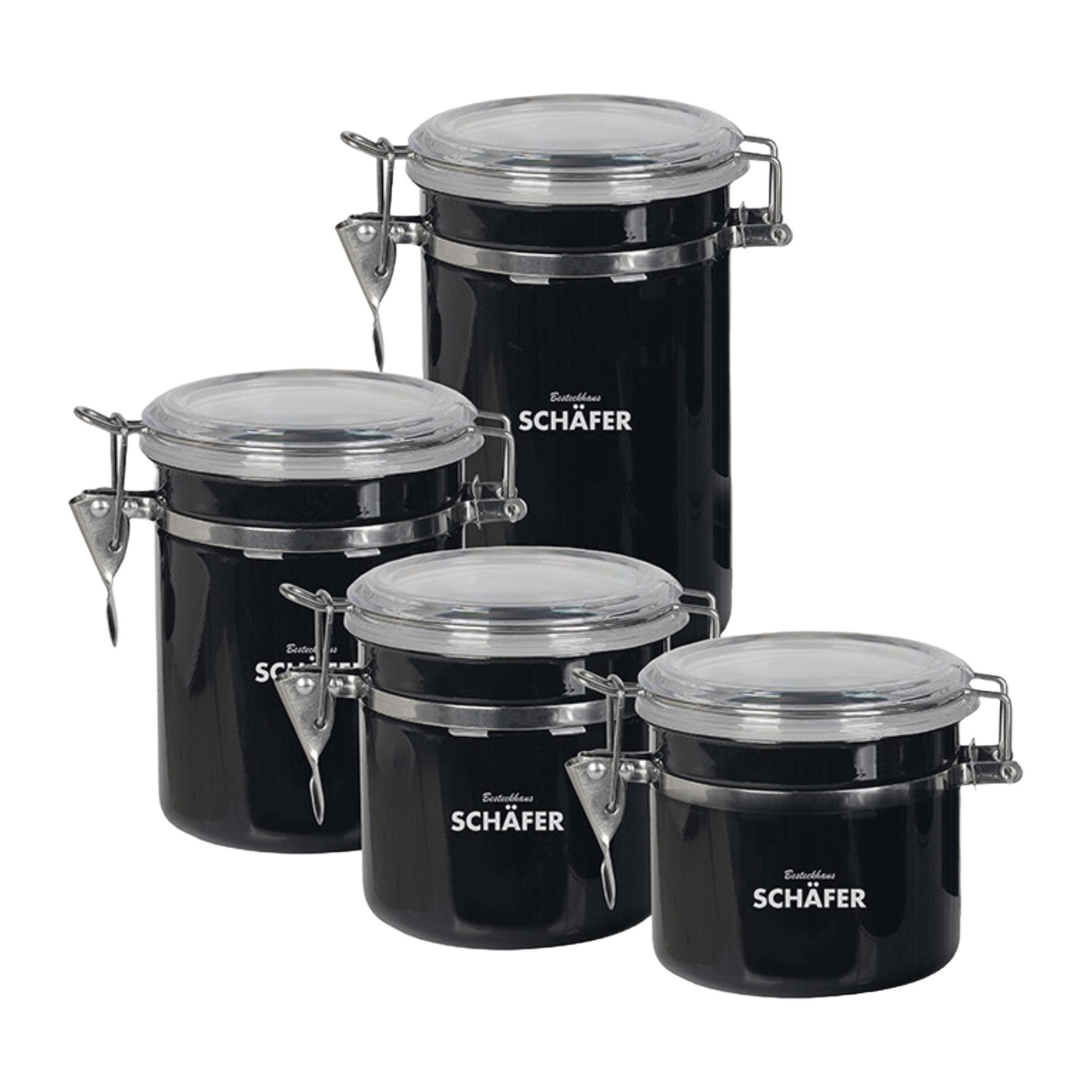 Schäfer Vorratsdose Schäfer Metallic Black/Silber/Rot Vorratsdosen-Set – 4-teilig