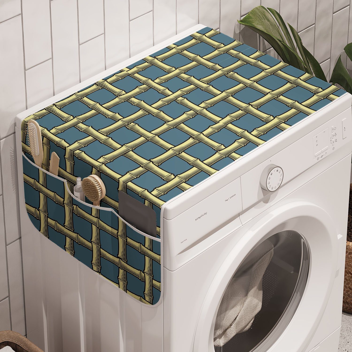 Trockner, Bamboo Cane Waschmaschine Badorganizer Handy Abakuhaus Simplistic für Anti-Rutsch-Stoffabdeckung Gitter und