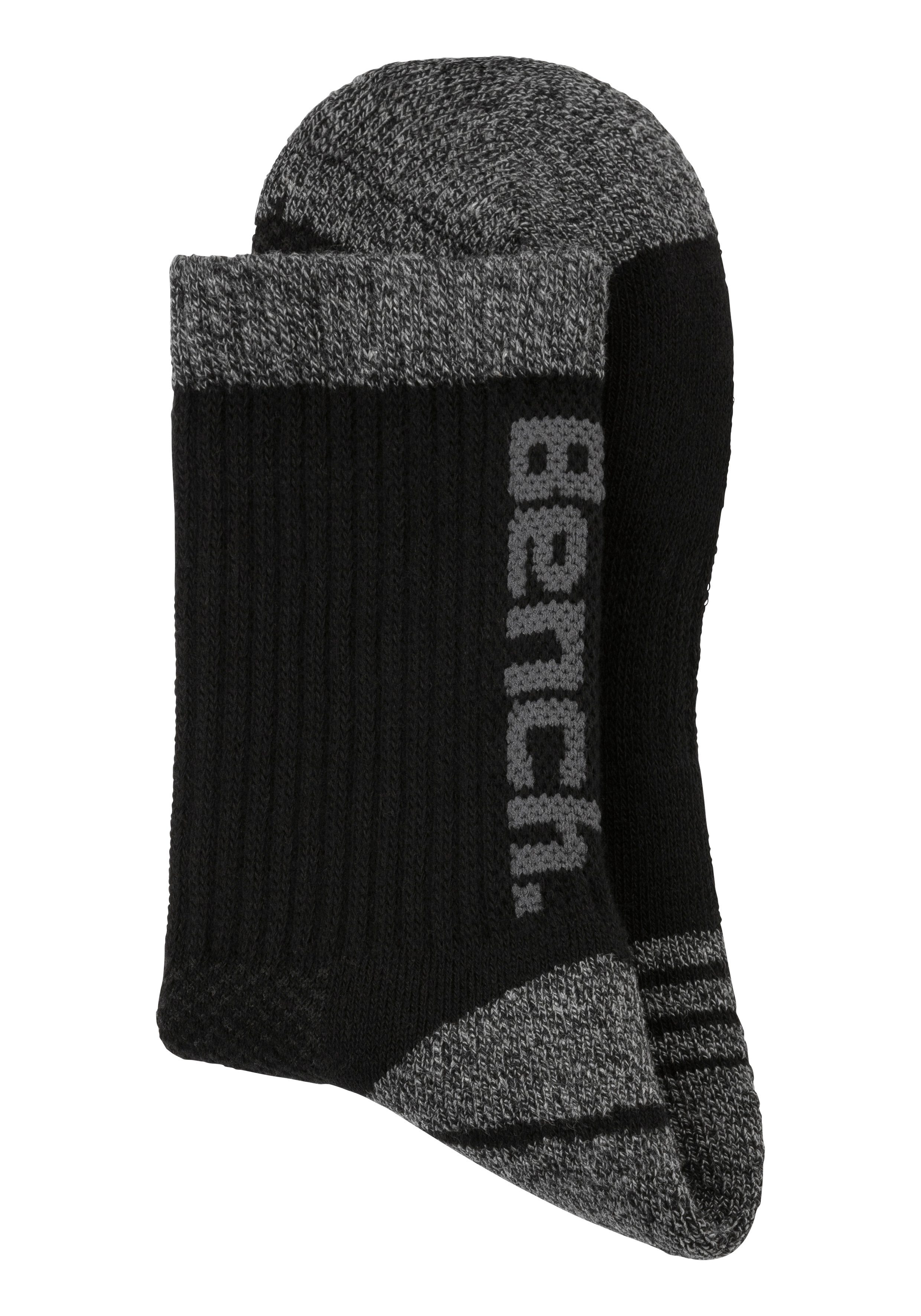 Mittelfußgummi schwarz Tennissocken mit Bench. (3-Paar) und Pikeestruktur 3x