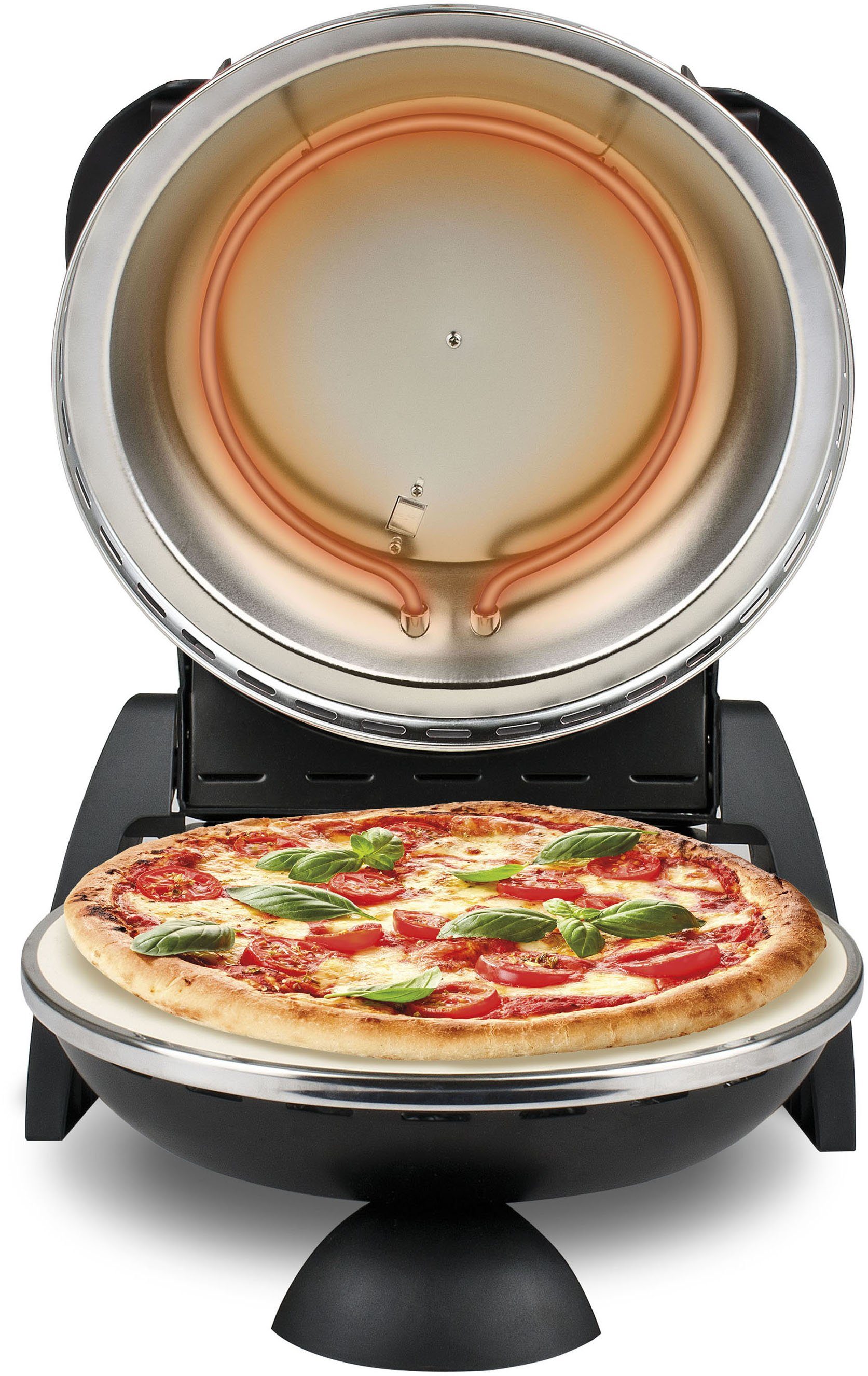 G3 Ferrari Pizzaofen Delizia G1000610 schwarz inkl. Pizzaschaufel + Rezeptheft, bis 400 °C mit Pizzastein – die Ikone unter den Pizzaöfen