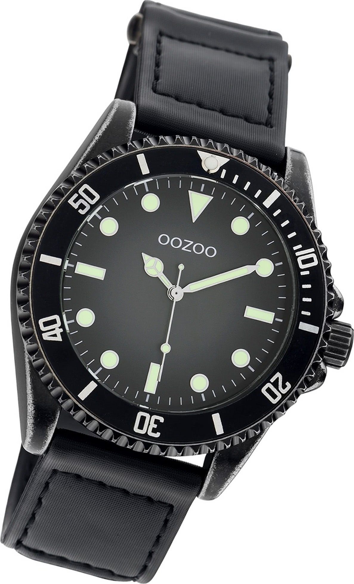OOZOO Quarzuhr Oozoo (ca. Armbanduhr 42mm) Herren groß Timepieces, rundes Lederarmband Herrenuhr schwarz, Gehäuse