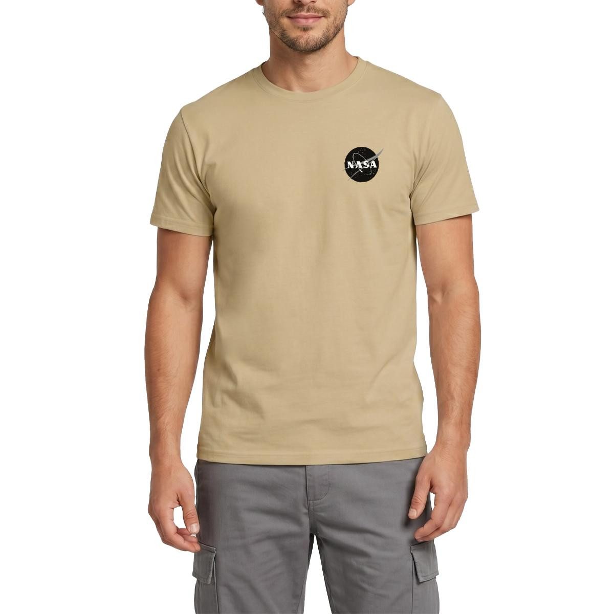 T-Shirt NASA Klassisches Brustogo In Schwarz-Weiß Männer T-Shirt
