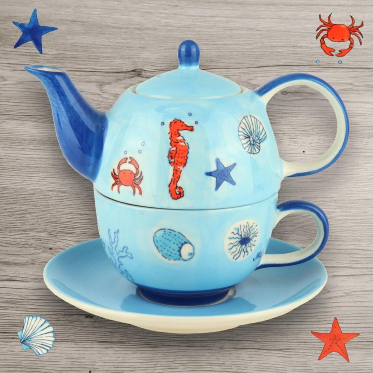 Mila Teekanne Mila Keramik Tee-Set Tea for One Save the Ocean, 0,4 l, (Set, Tee-Set)