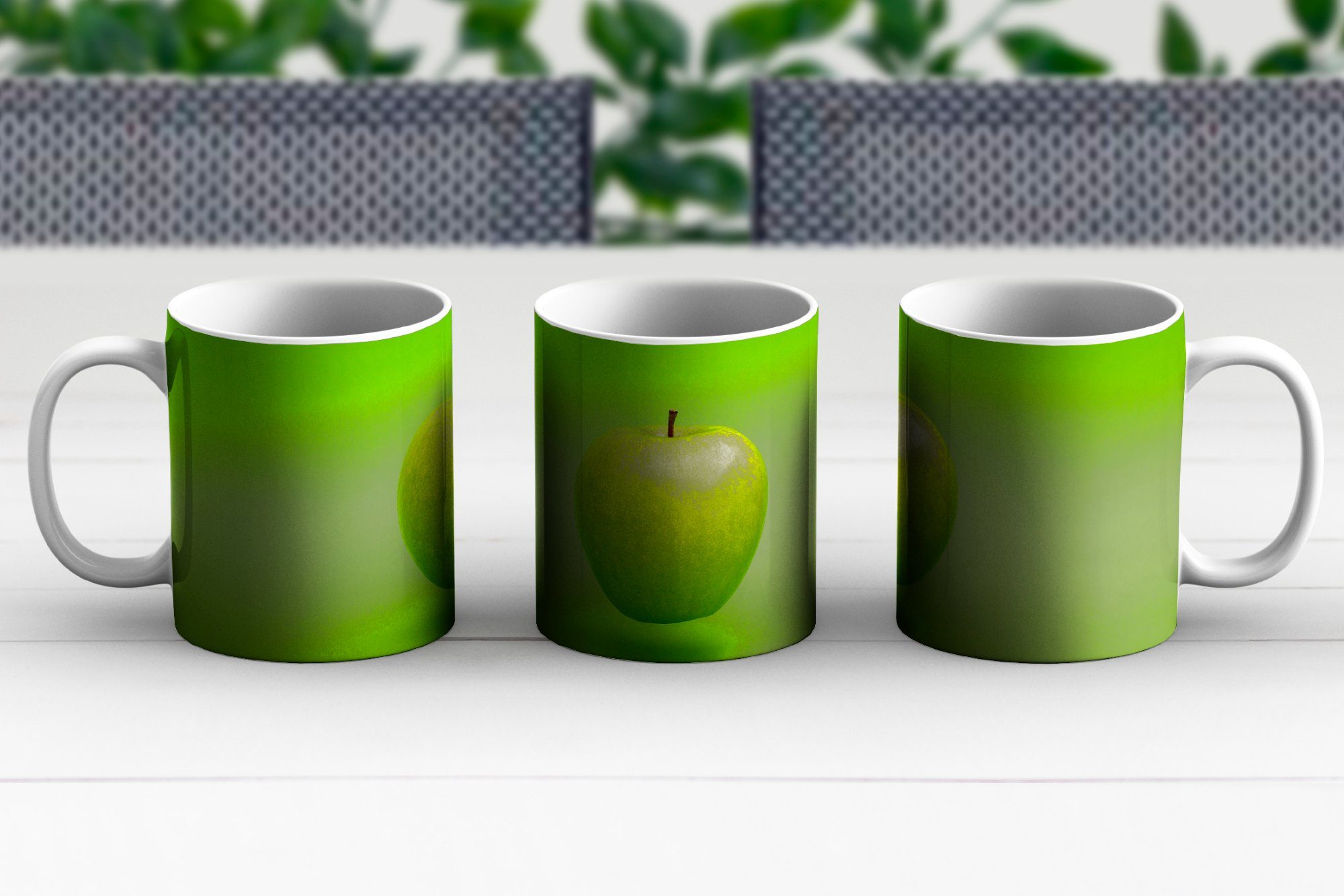 MuchoWow Tasse Obst Becher, - Kaffeetassen, Apfel Keramik, Geschenk Teetasse, Grün, - Teetasse