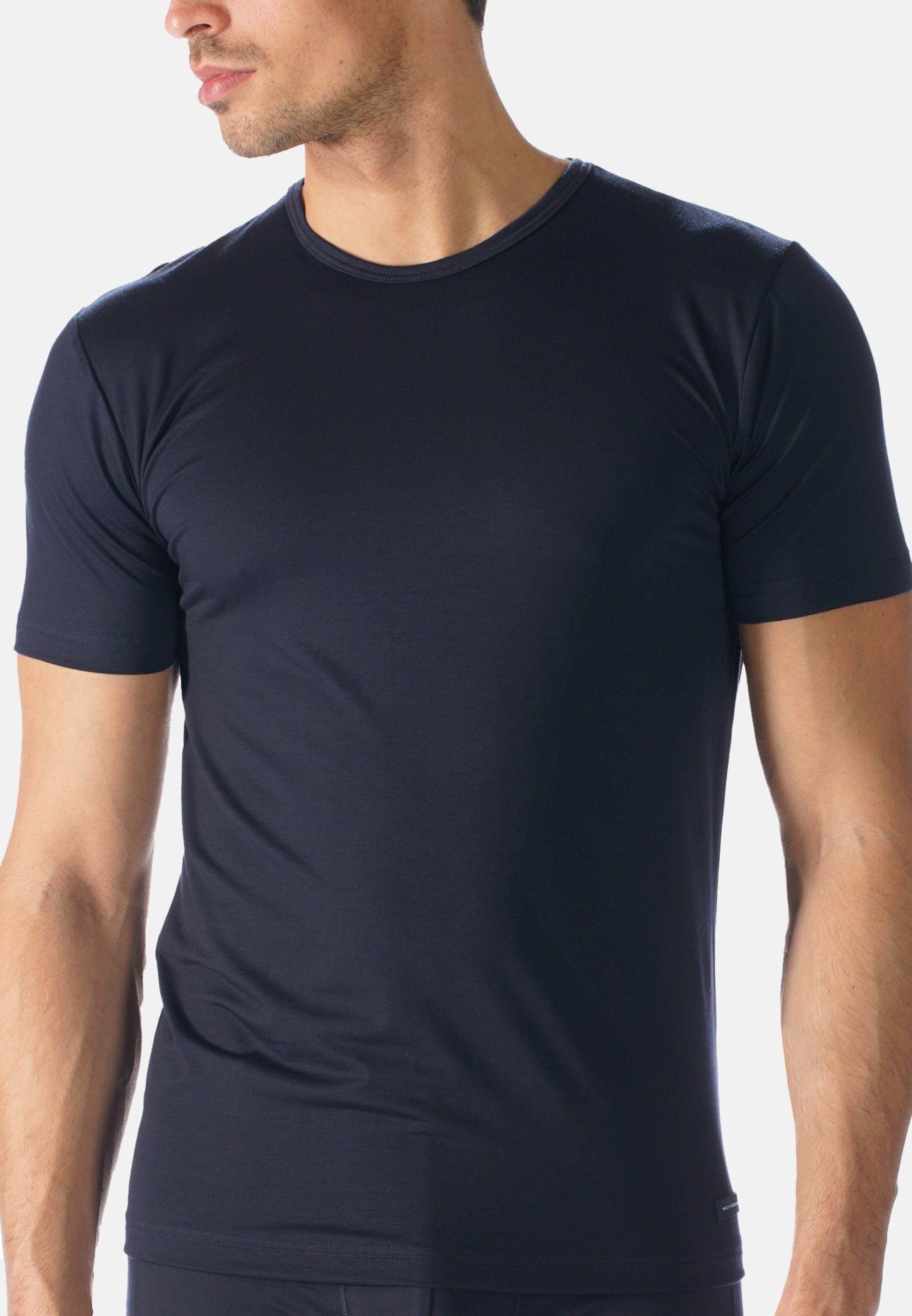 Kurzarm Shirt Unterhemd / (Spar-Set, 2-St) Körpernahe Mey - Passform Unterhemd Pack Marine Network 2er