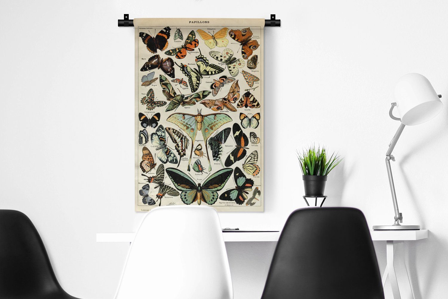 MuchoWow Wanddekoobjekt Adolphe Millot Tiere Wohnzimmer, Insekten - für - Wandbehang, Wanddeko Schlafzimmer, - Vintage, Kleid, - Kinderzimmer Schmetterling