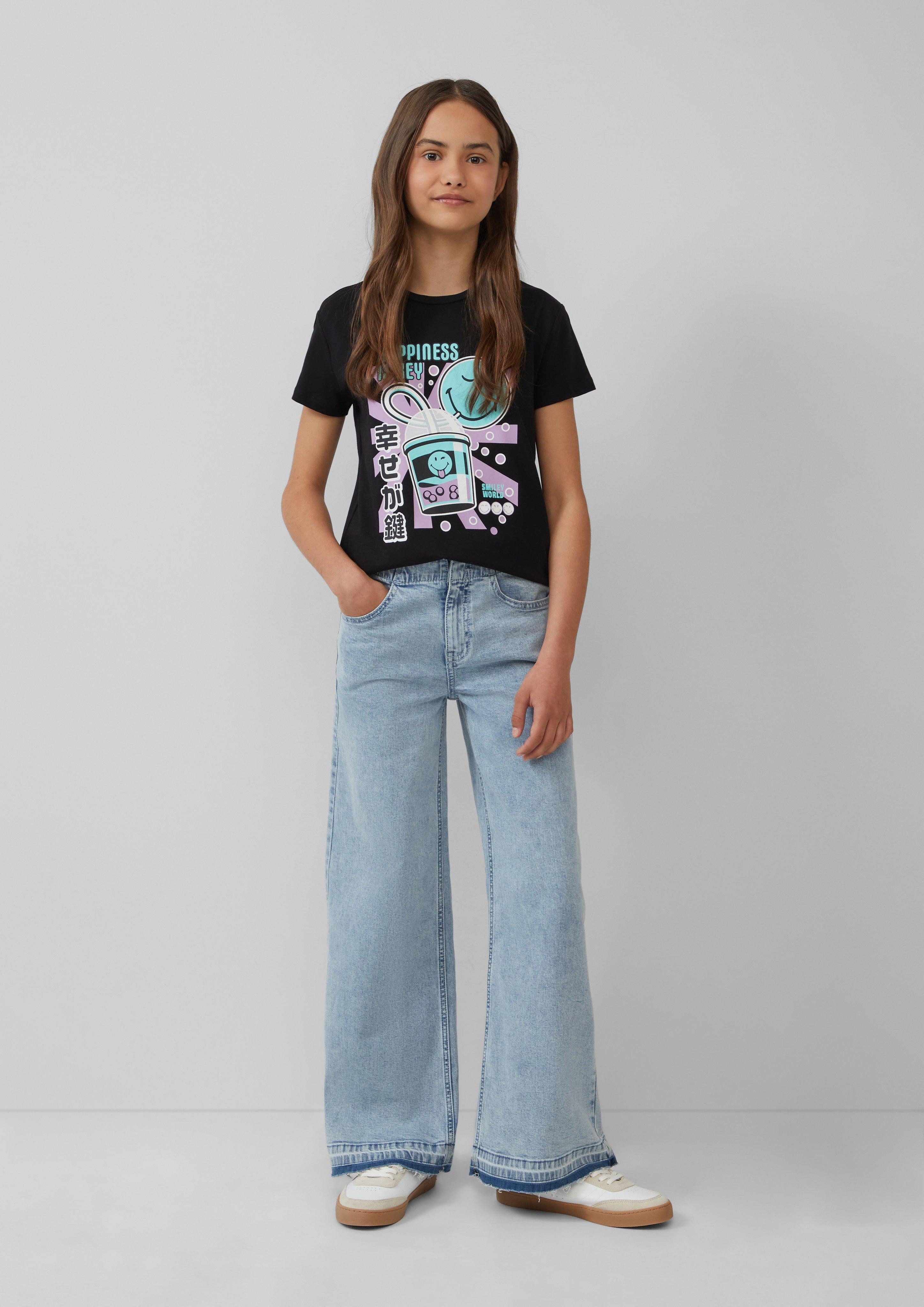 Kurzarmshirt T-Shirt im Loose Fit mit Smiley®-Print