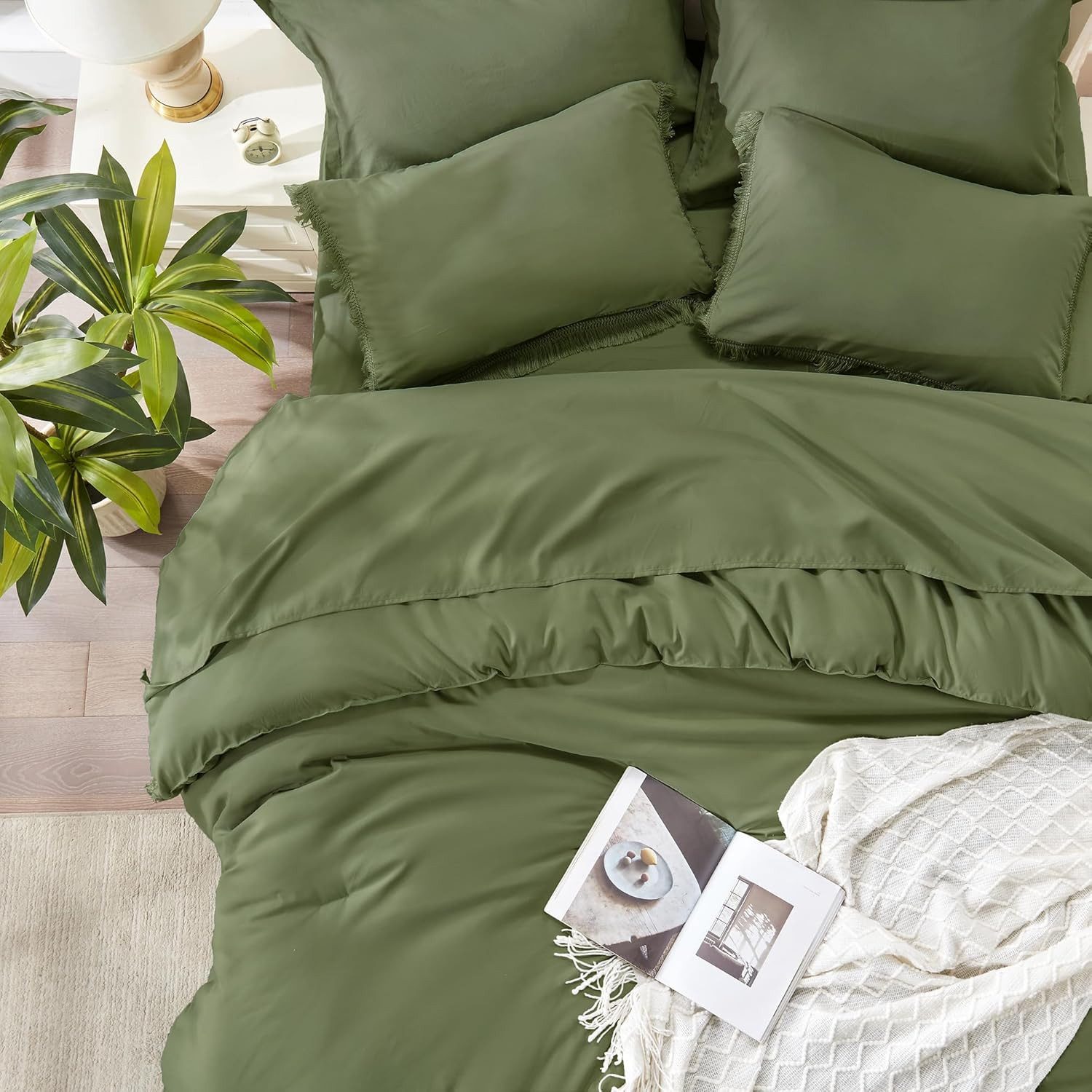 Fyrove Bettwäsche Boho Quasten Bettwäsche-Sets 135x200 200x200, für alle Jahreszeiten, Mikrofaser, 3 teilig, bettwäsche 135 x 200 sale einfarbig frühling sommer – Bild 2 von 5