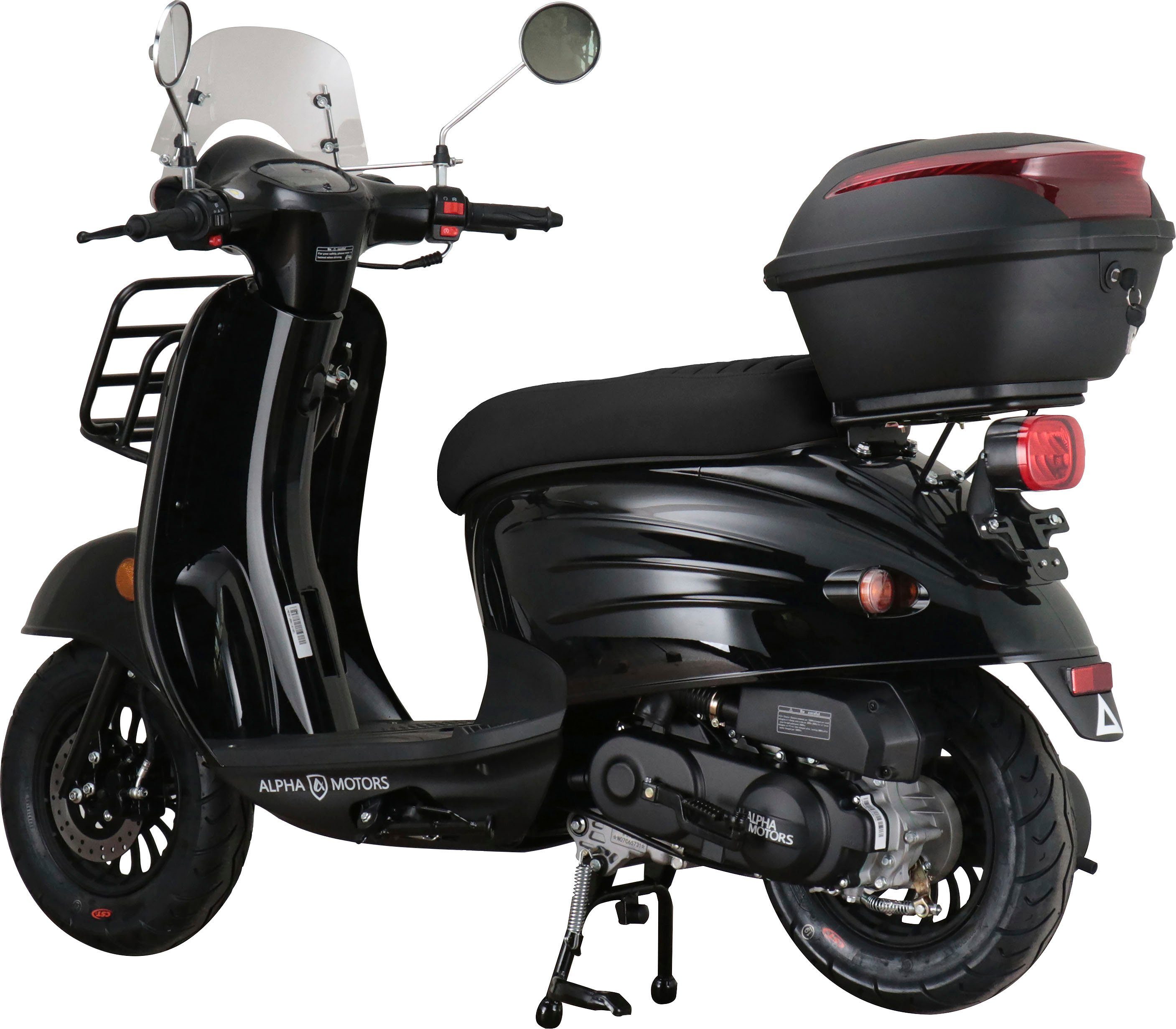 Alpha Motors Motorroller Adria, 50 ccm, 45 km/h, Euro 5, (inkl. Windschild und Topcase), mit Lenkerschloss und Windschild