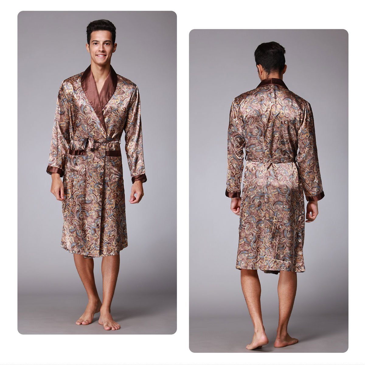 Vivi Idee Morgenmantel Herren Schlafmantel Bademantel kimono lang leicht sa günstig online kaufen