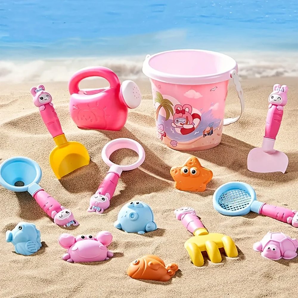 CLTYQ Sandform-Set Sandspielzeug Set Kinder 14-teilig, Sandkasten Spielzeug ab 3 Jahre, (14-tlg), zum Schaufeln und Sandgraben, Perfekt als Sommerstrandgeschenk