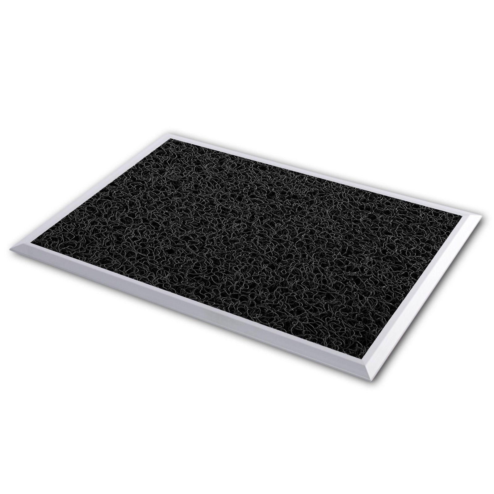 Fußmatte Alu-Desinfektionsmatte Loop Mat Schwarz, In- & Outdoor geeignet,  Karat, Höhe: 13 mm, Spaghetti-Matten-Einlage, 100% Vinyl, Farbstabil