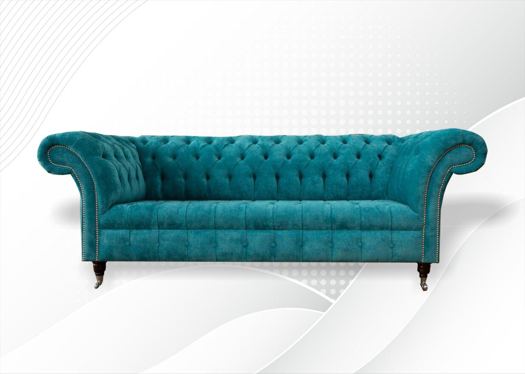 JVmoebel Sofa Chesterfield Couch Polster Sofas Klassischer Textil Turkis 3 Sitzer, Made in Europe | Alle Sofas